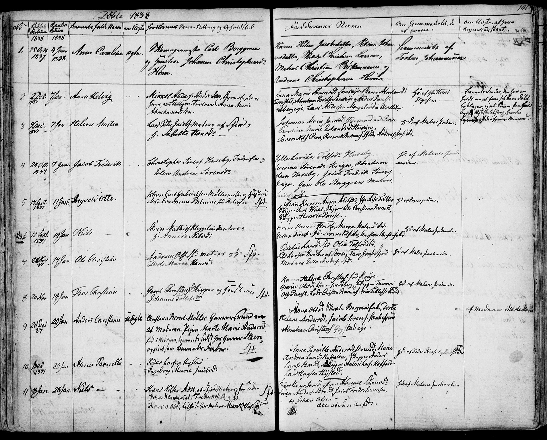 Sandar kirkebøker, SAKO/A-243/F/Fa/L0005: Parish register (official) no. 5, 1832-1847, p. 140-141