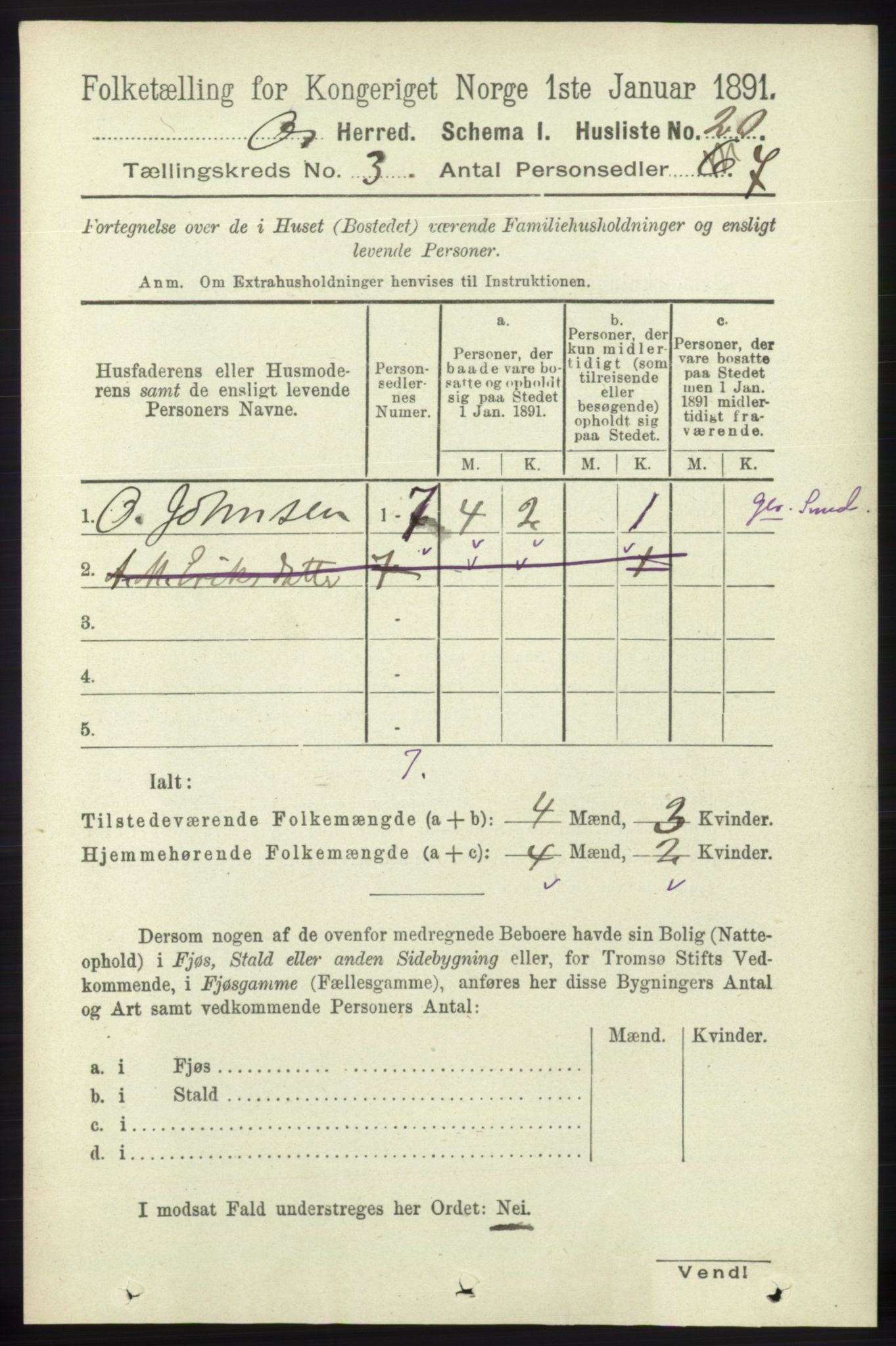 RA, 1891 census for 1243 Os, 1891, p. 878