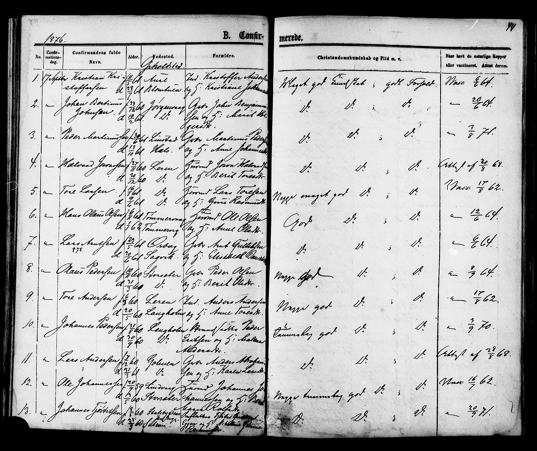 Ministerialprotokoller, klokkerbøker og fødselsregistre - Møre og Romsdal, SAT/A-1454/577/L0895: Parish register (official) no. 577A02, 1875-1879, p. 44