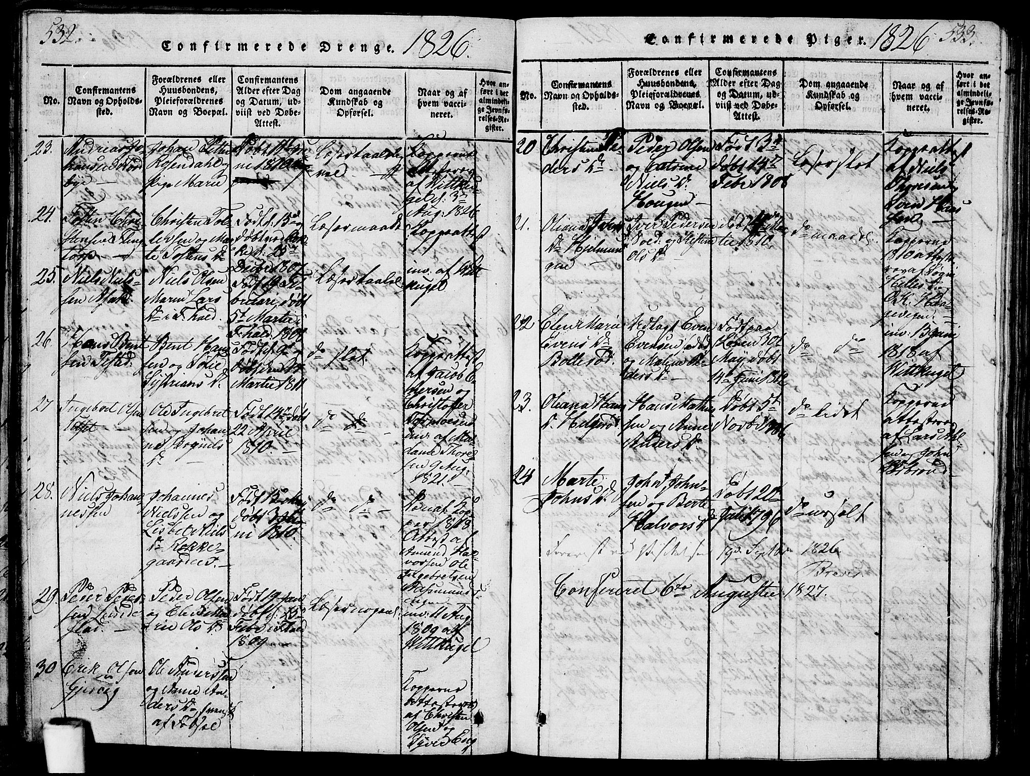 Berg prestekontor Kirkebøker, SAO/A-10902/G/Ga/L0001: Parish register (copy) no. I 1, 1815-1832, p. 532-533