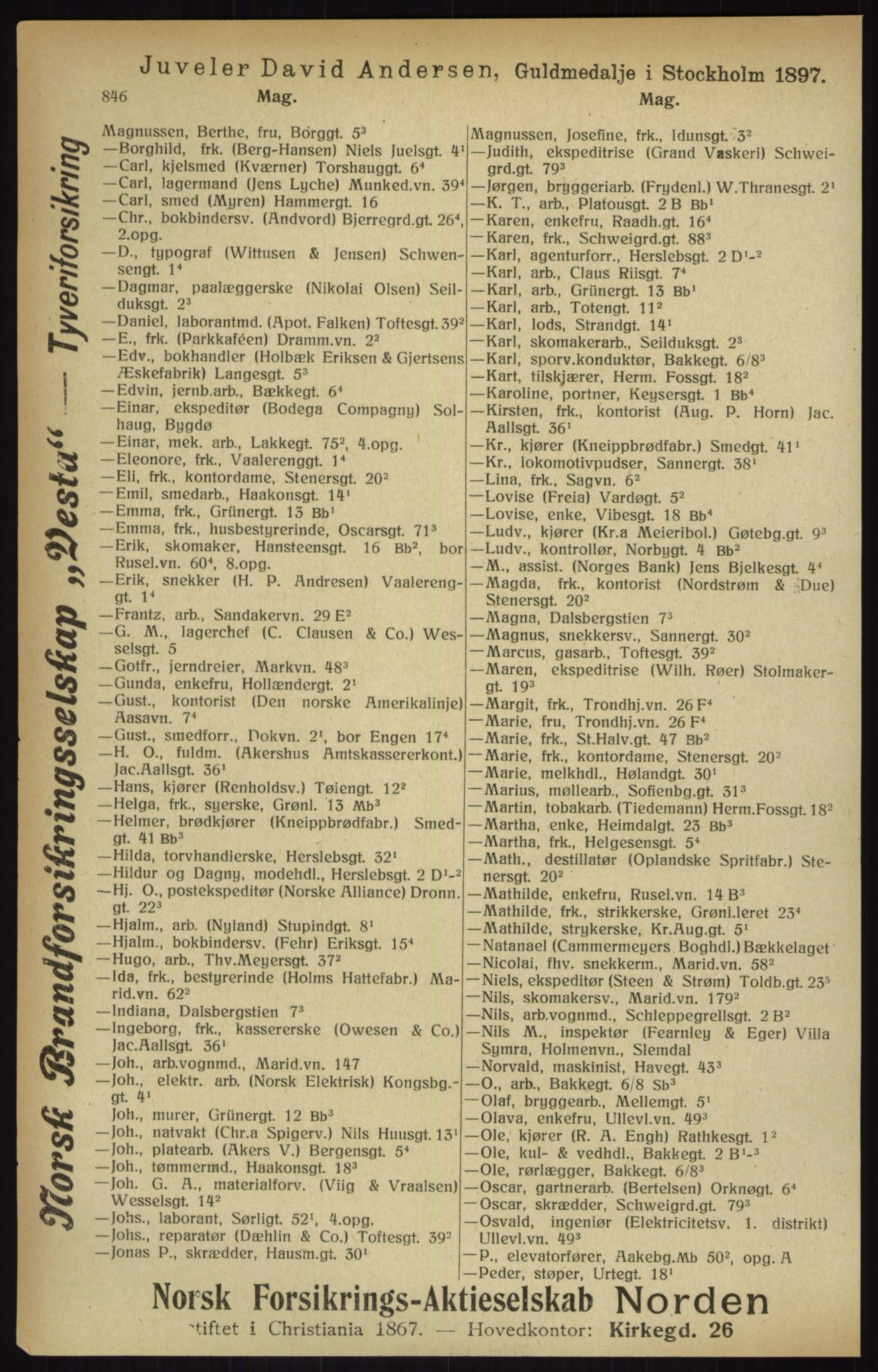 Kristiania/Oslo adressebok, PUBL/-, 1916, p. 846