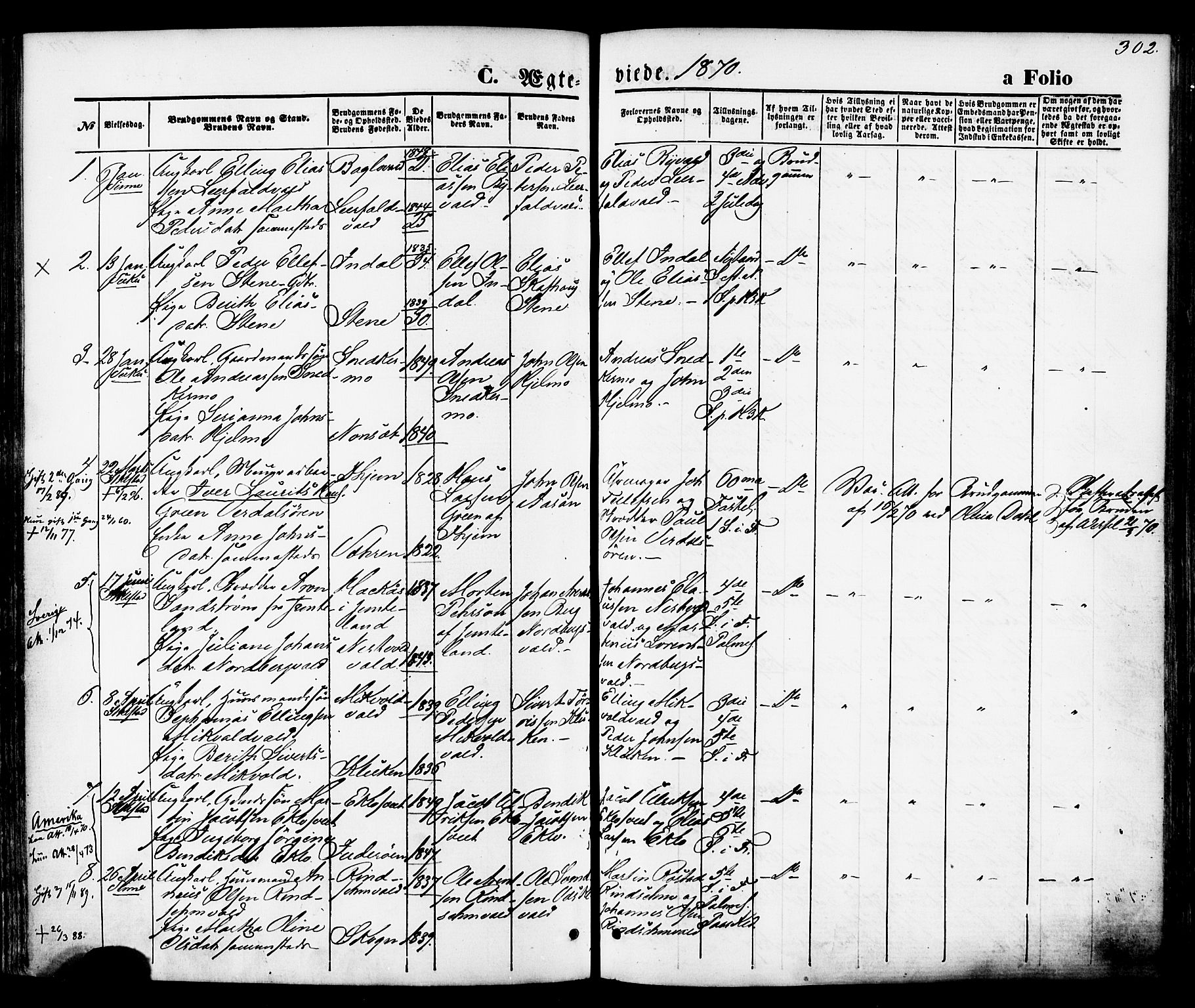Ministerialprotokoller, klokkerbøker og fødselsregistre - Nord-Trøndelag, SAT/A-1458/723/L0242: Parish register (official) no. 723A11, 1870-1880, p. 302
