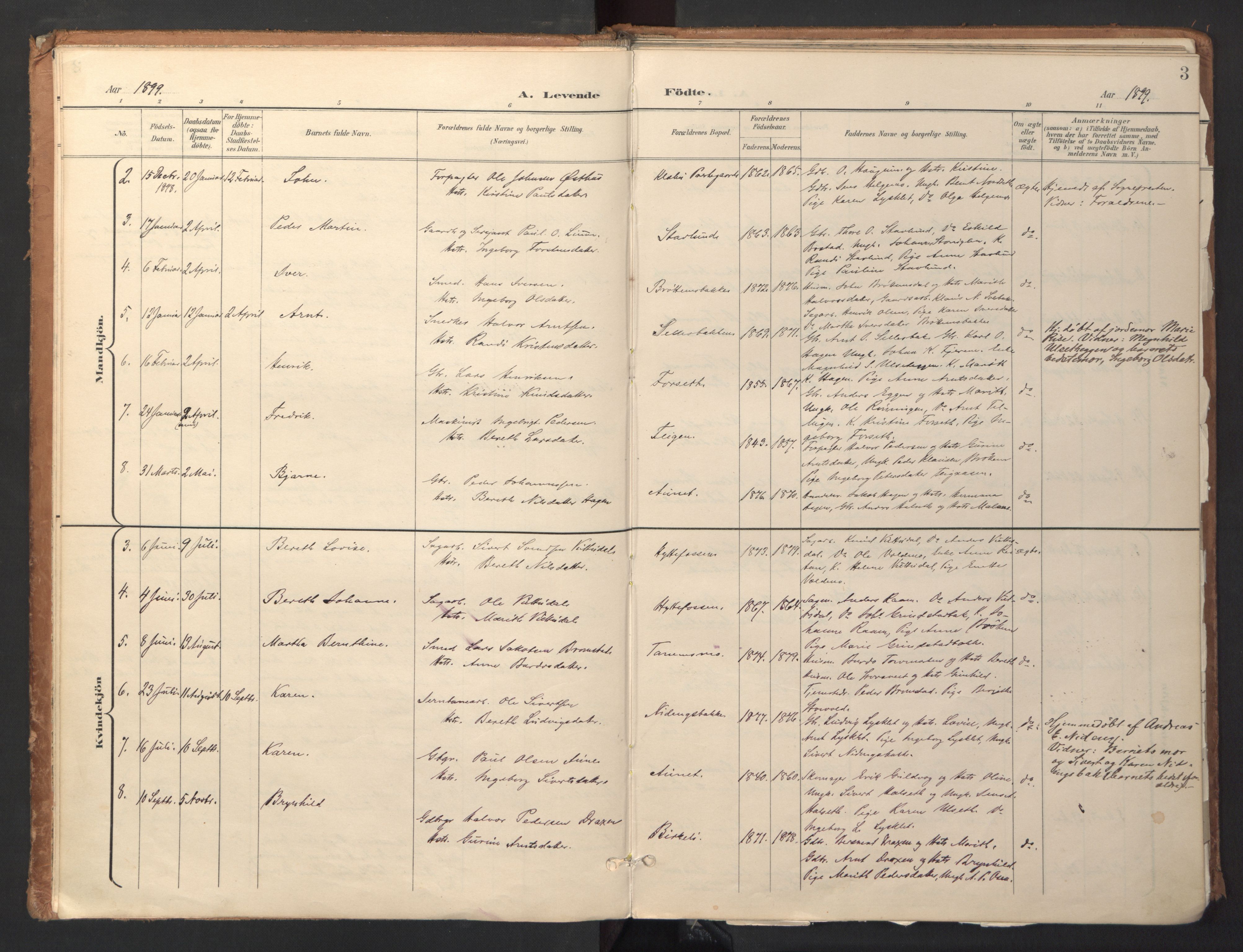 Ministerialprotokoller, klokkerbøker og fødselsregistre - Sør-Trøndelag, SAT/A-1456/618/L0448: Parish register (official) no. 618A11, 1898-1916, p. 3