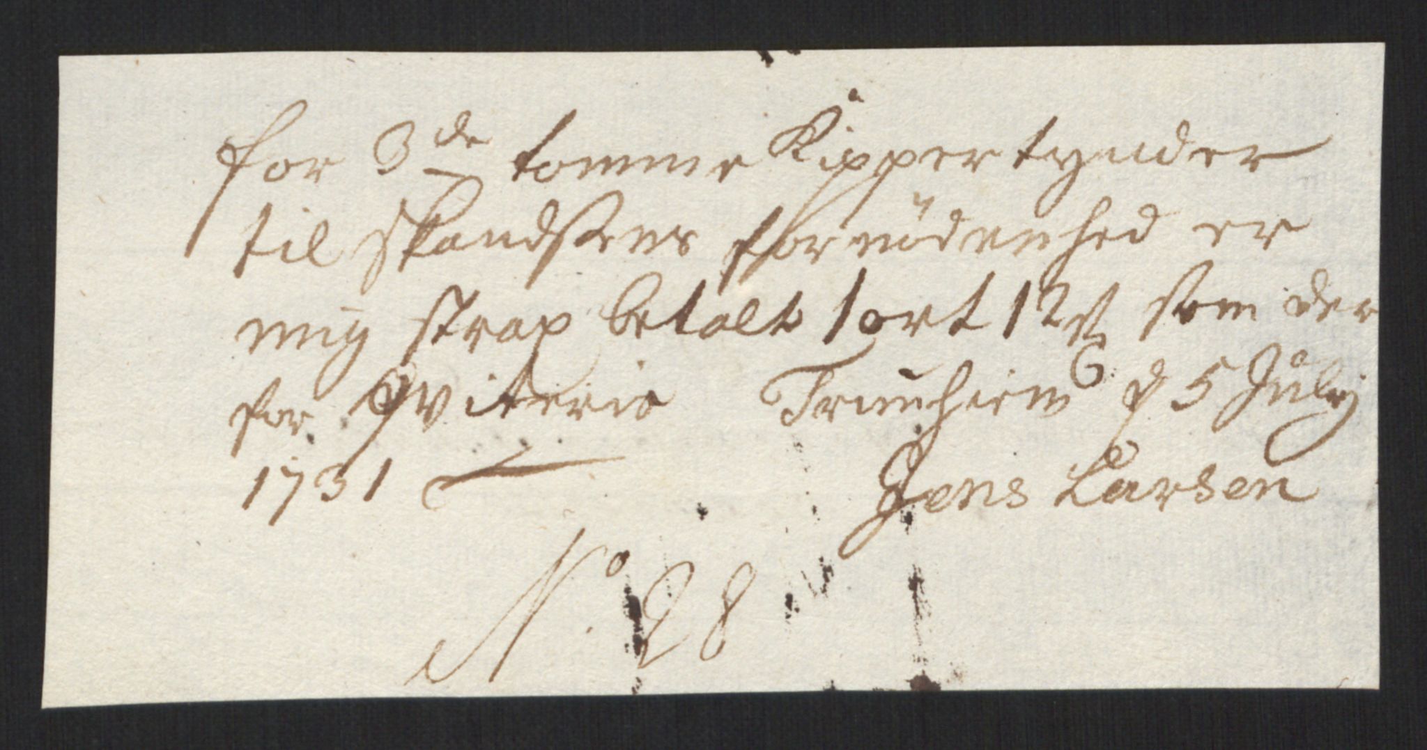 Rentekammeret inntil 1814, Reviderte regnskaper, Militære regnskaper, AV/RA-EA-4069/Rd/L0649: Trondheim festningsregnskaper, 1731