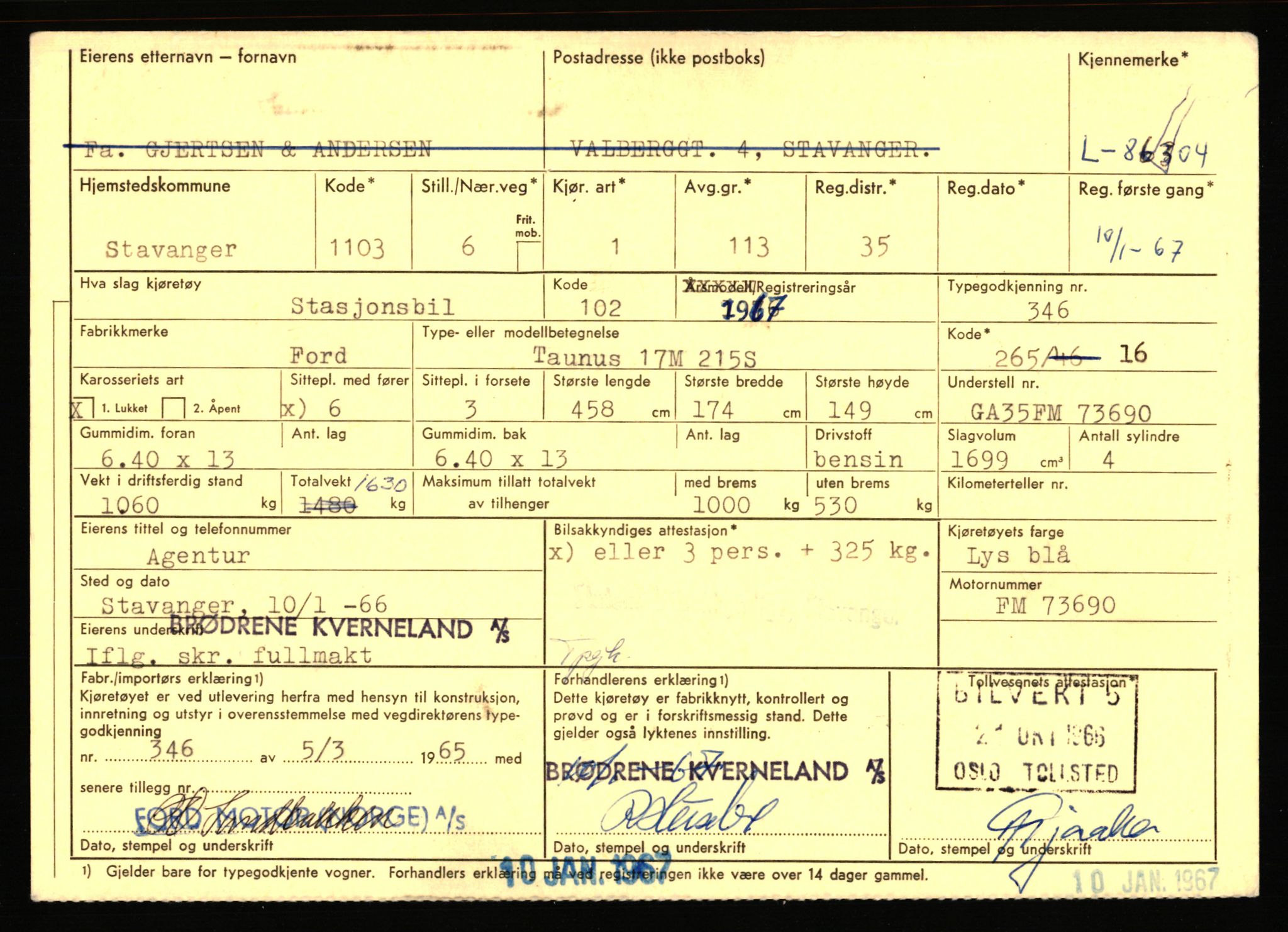 Stavanger trafikkstasjon, AV/SAST-A-101942/0/F/L0073: L-84100 - L-86499, 1930-1971, p. 2325