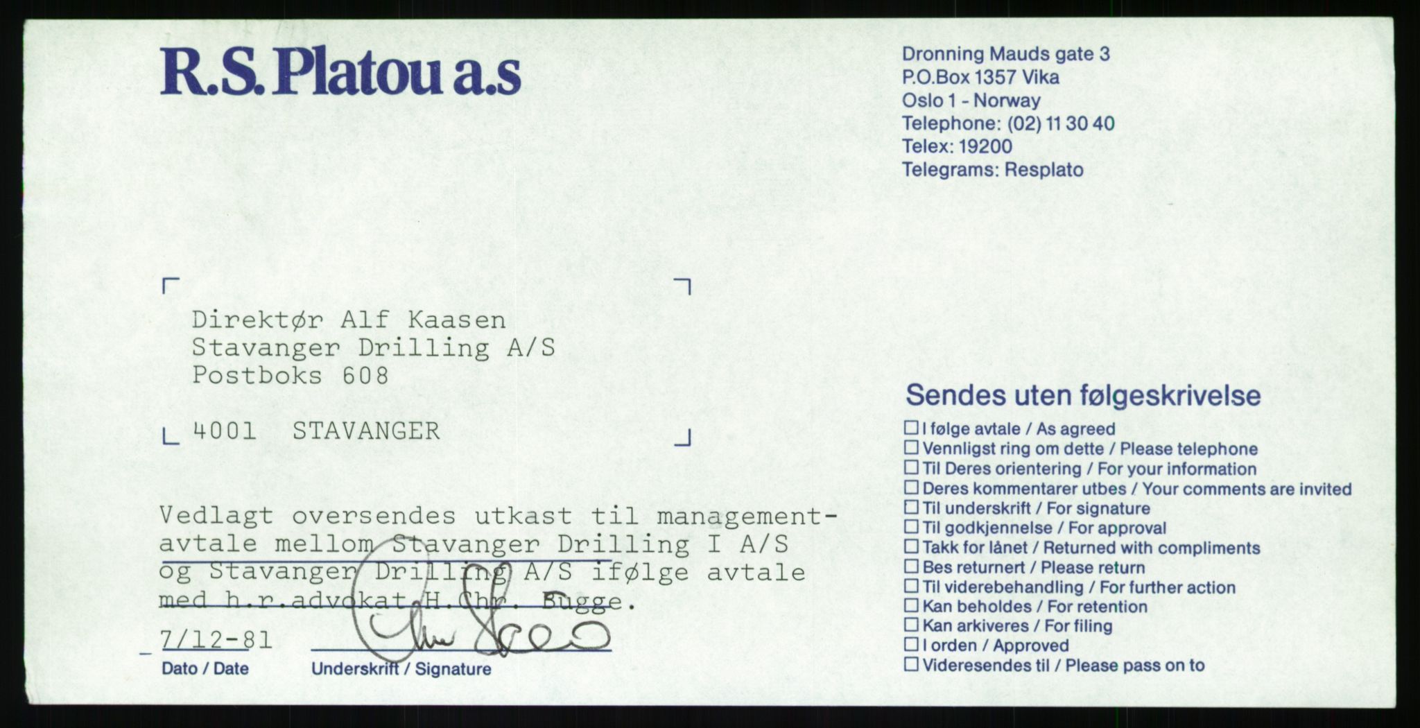 Pa 1503 - Stavanger Drilling AS, AV/SAST-A-101906/D/L0003: Korrespondanse og saksdokumenter, 1977-1982, p. 793