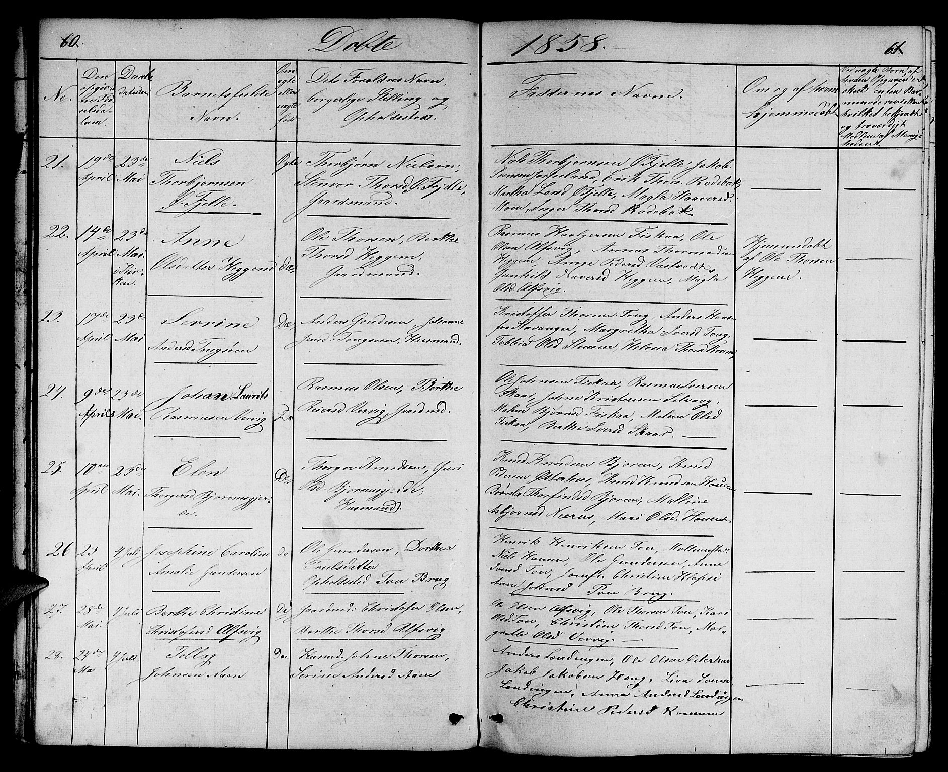 Strand sokneprestkontor, SAST/A-101828/H/Ha/Hab/L0003: Parish register (copy) no. B 3, 1855-1881, p. 60-61