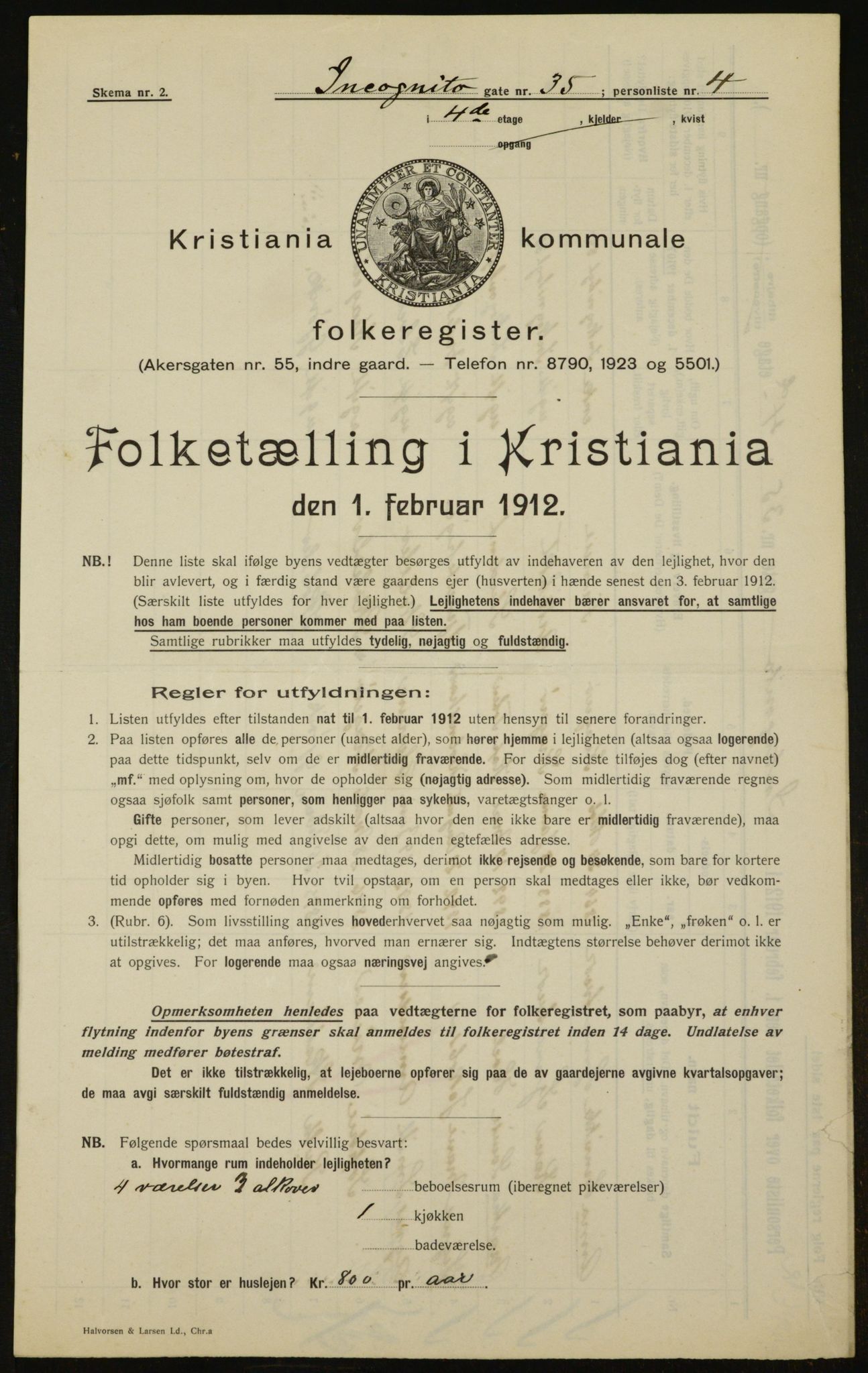 OBA, Municipal Census 1912 for Kristiania, 1912, p. 44709