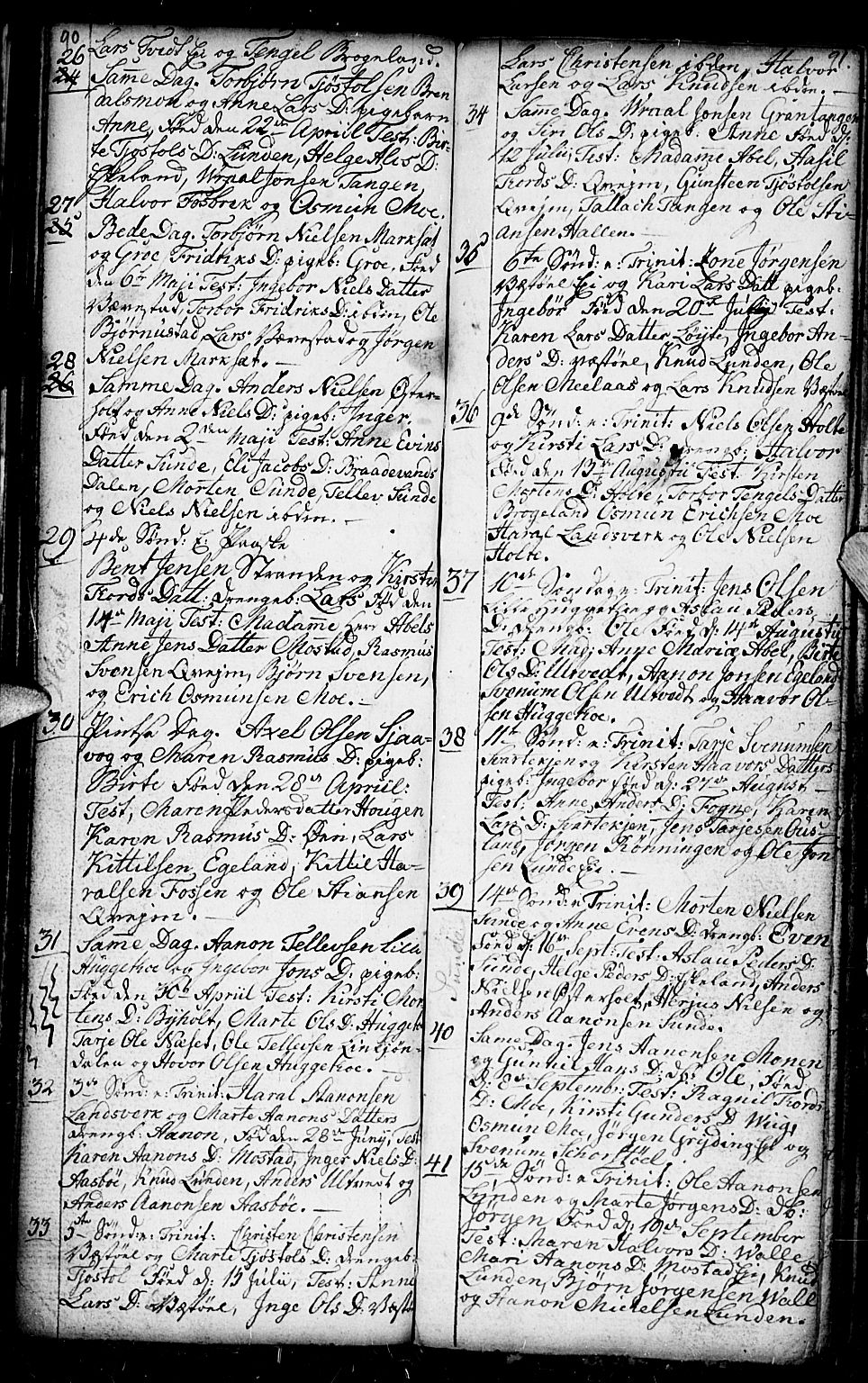 Gjerstad sokneprestkontor, SAK/1111-0014/F/Fb/Fba/L0001: Parish register (copy) no. B 1, 1797-1816, p. 90-91