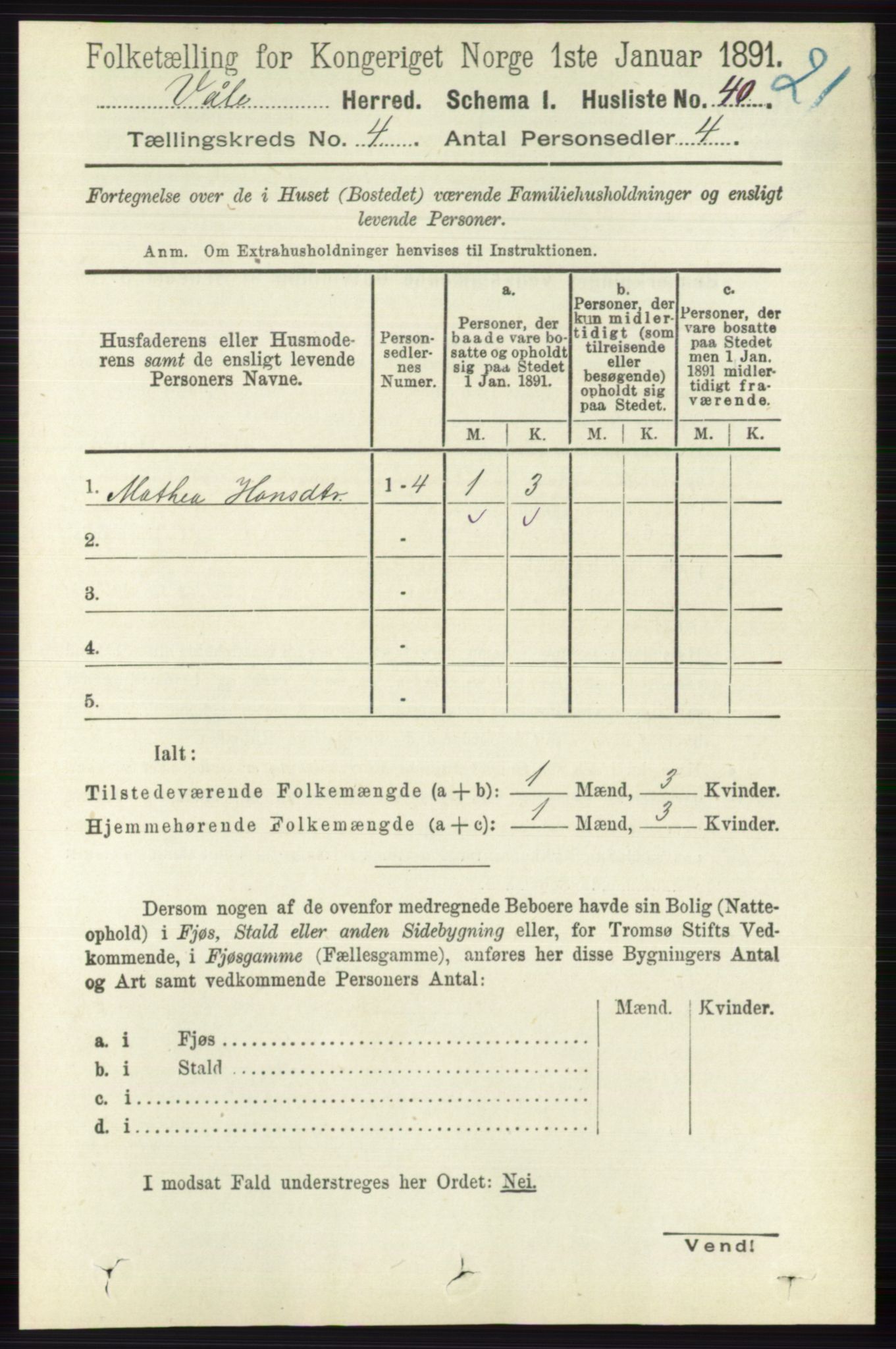 RA, 1891 census for 0716 Våle, 1891, p. 976