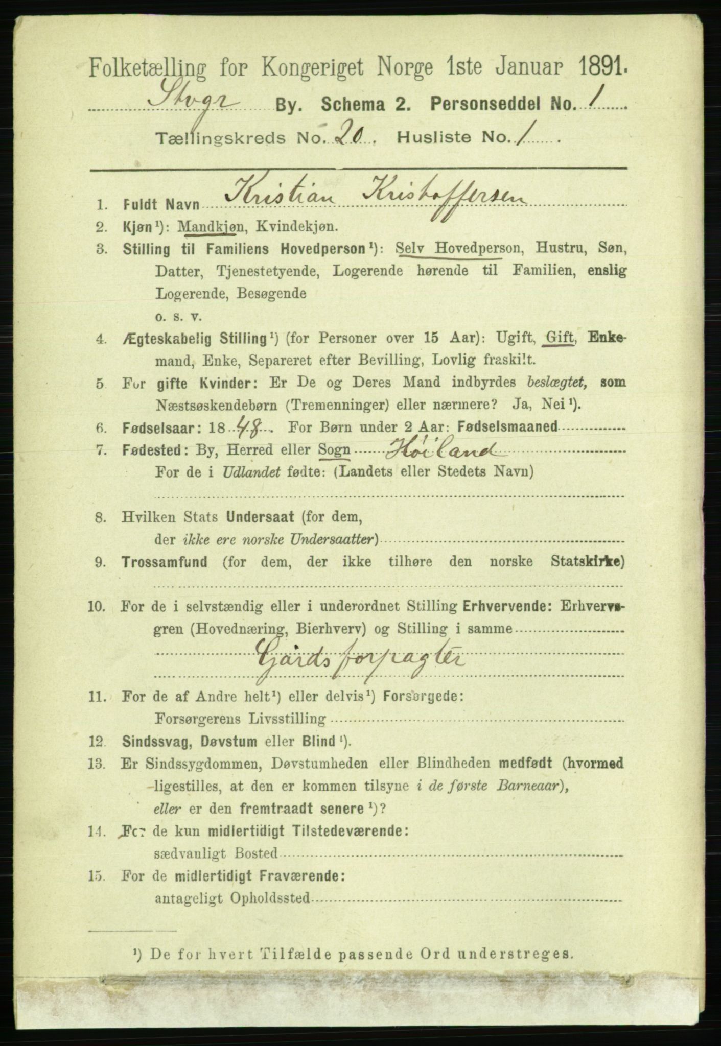 RA, 1891 census for 1103 Stavanger, 1891, p. 23056