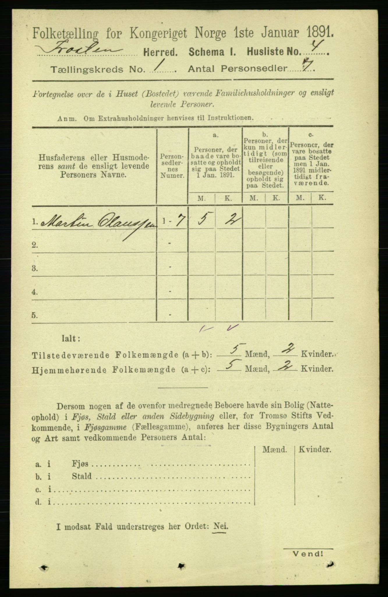 RA, 1891 census for 1717 Frosta, 1891, p. 26