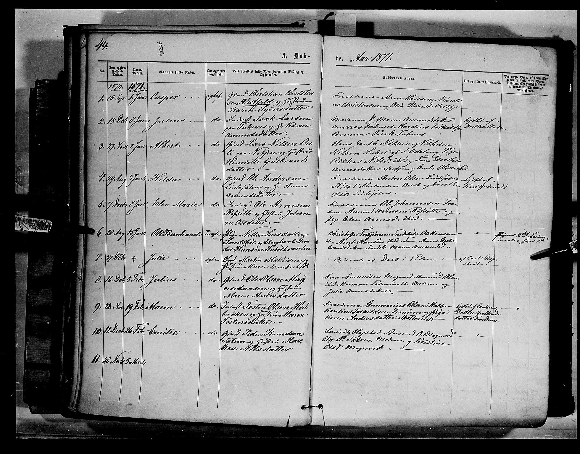 Eidskog prestekontor, AV/SAH-PREST-026/H/Ha/Haa/L0002: Parish register (official) no. 2, 1867-1878, p. 44