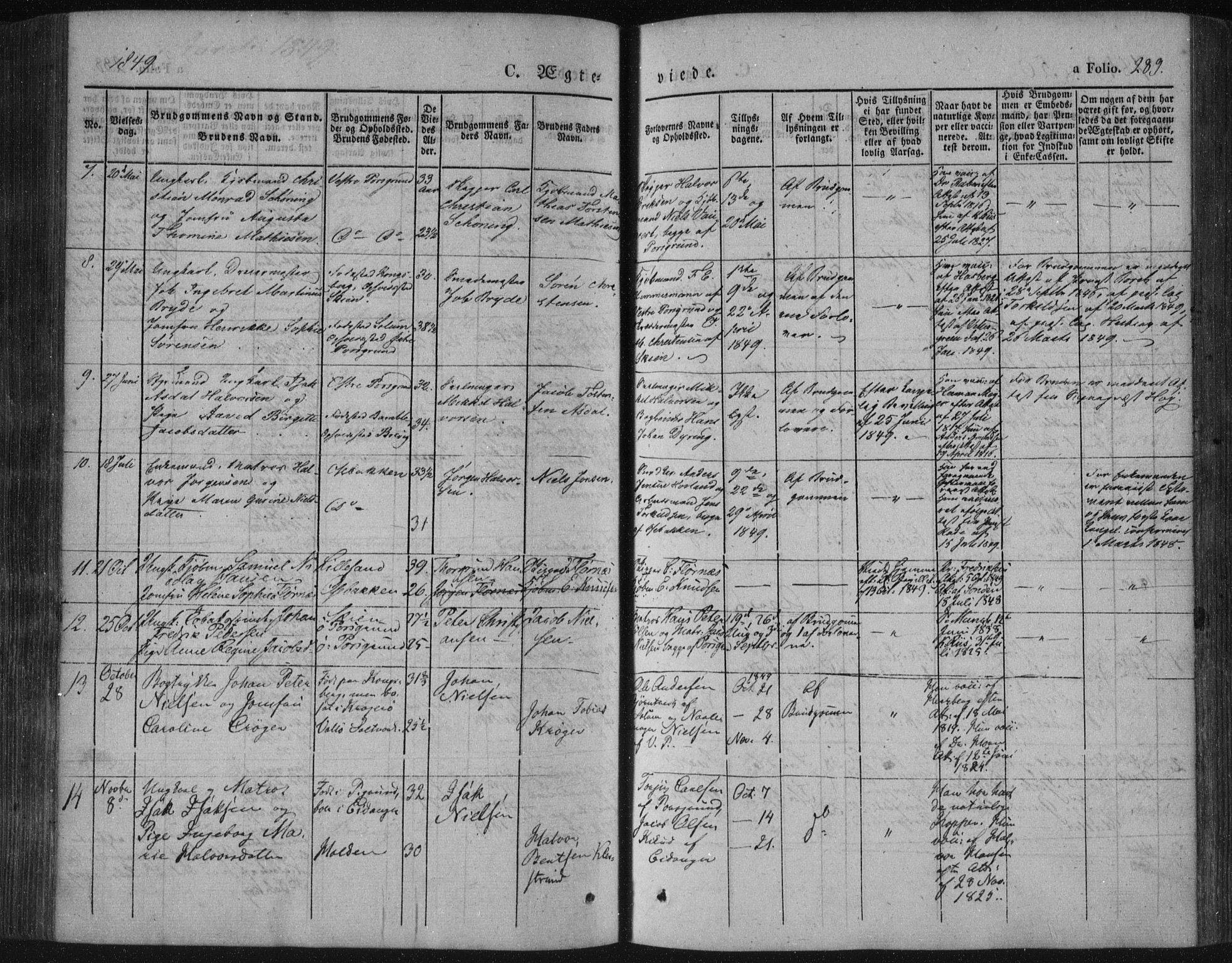 Porsgrunn kirkebøker , SAKO/A-104/F/Fa/L0006: Parish register (official) no. 6, 1841-1857, p. 289