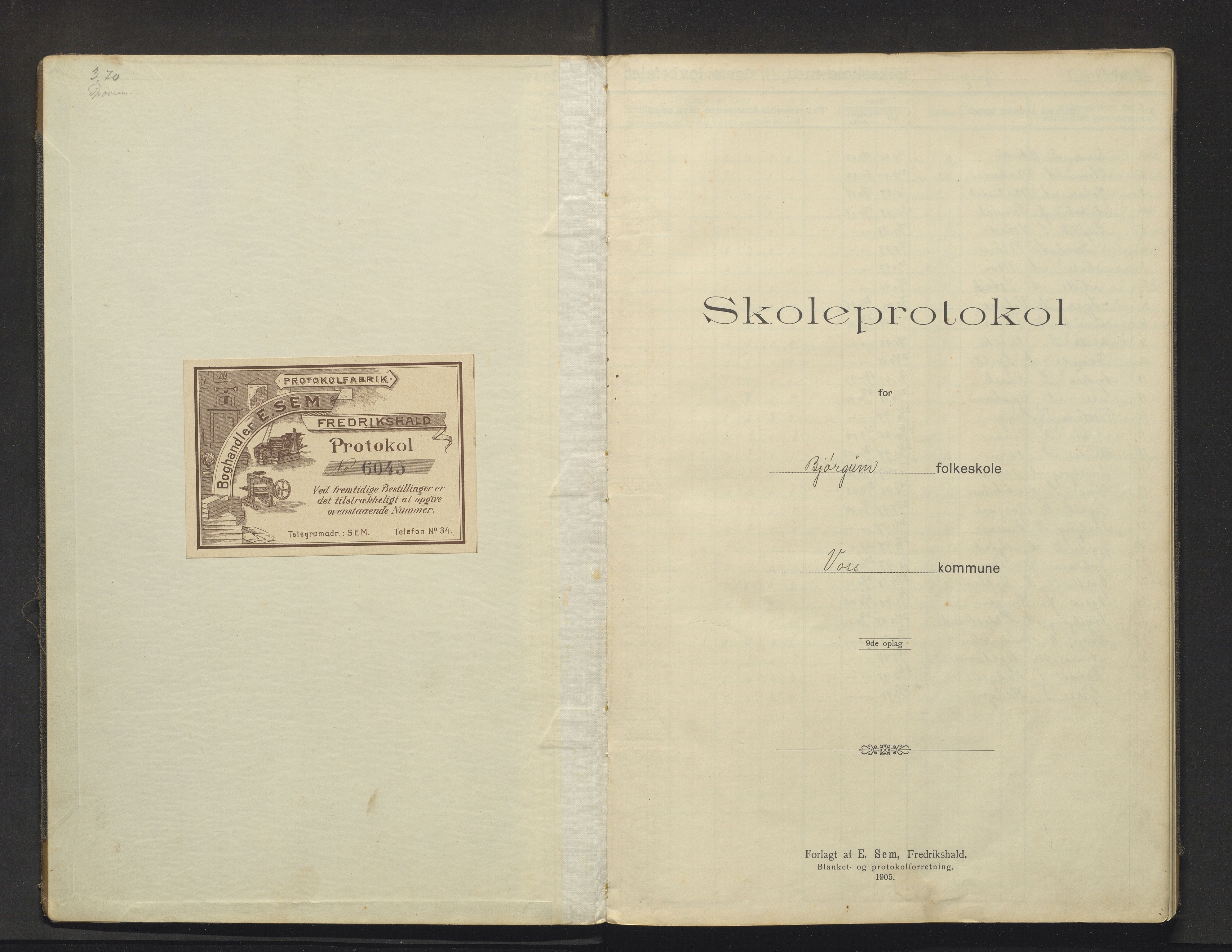 Voss kommune. Barneskulane, IKAH/1235-231/F/Fh/L0004: Skuleprotokoll for Bjørgum skule, 1908-1913