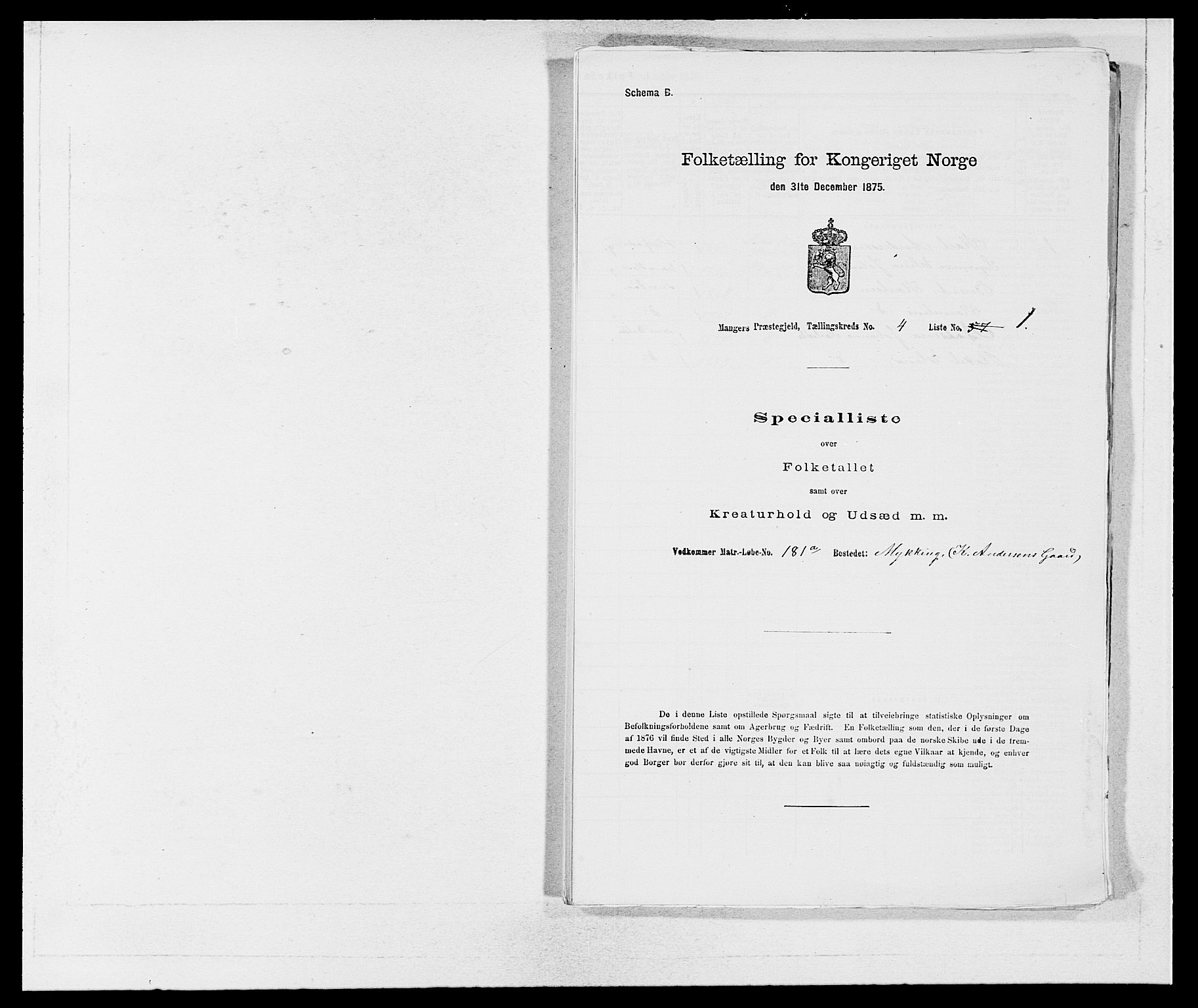 SAB, 1875 census for 1261P Manger, 1875, p. 627