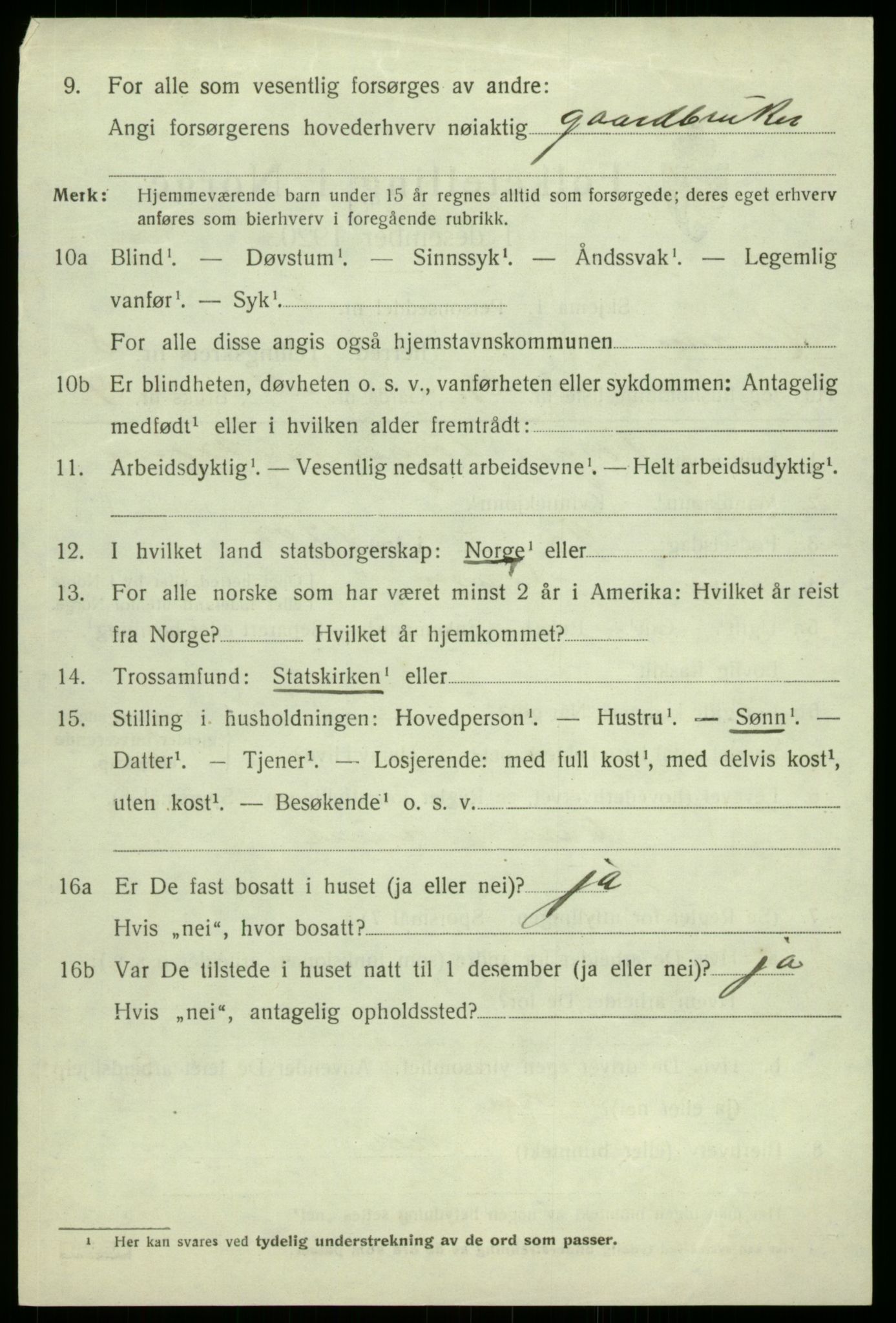 SAB, 1920 census for Kvam, 1920, p. 5420
