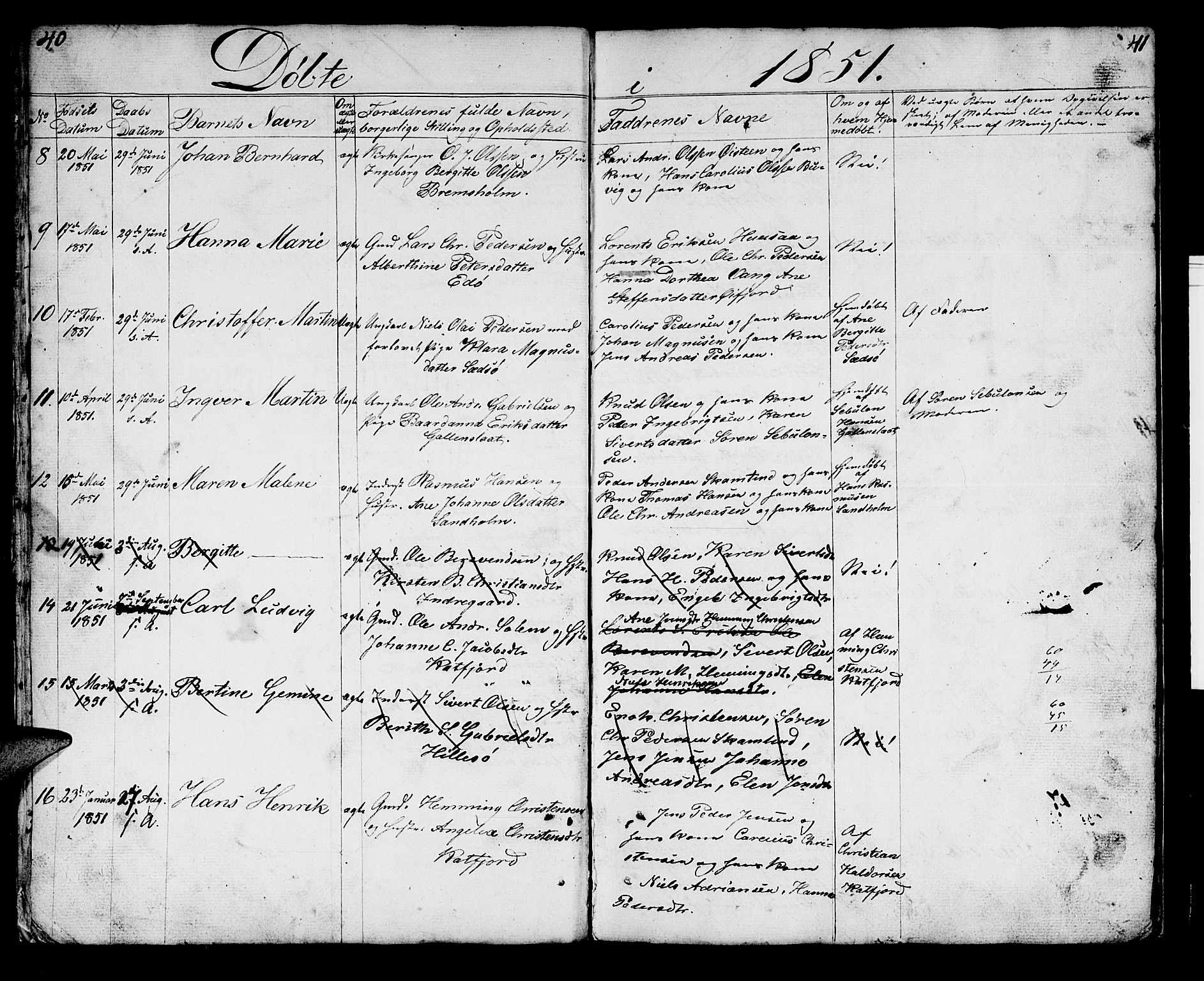 Lenvik sokneprestembete, SATØ/S-1310/H/Ha/Hab/L0018klokker: Parish register (copy) no. 18, 1838-1854, p. 40-41