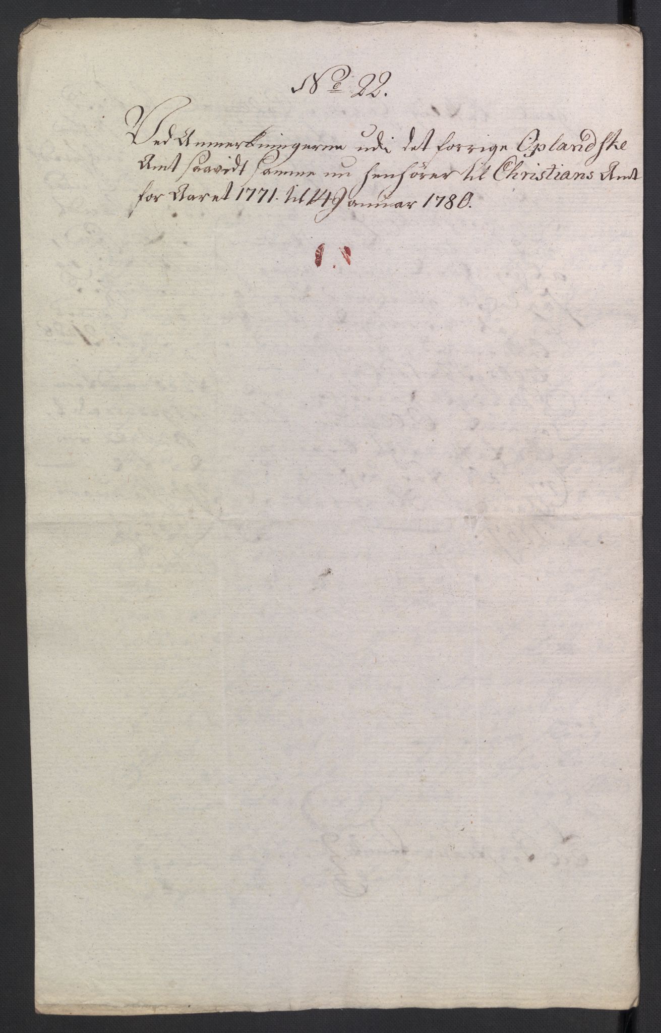 Rentekammeret inntil 1814, Reviderte regnskaper, Mindre regnskaper, AV/RA-EA-4068/Rb/L0014: Opplands amt, 1771-1779, p. 889