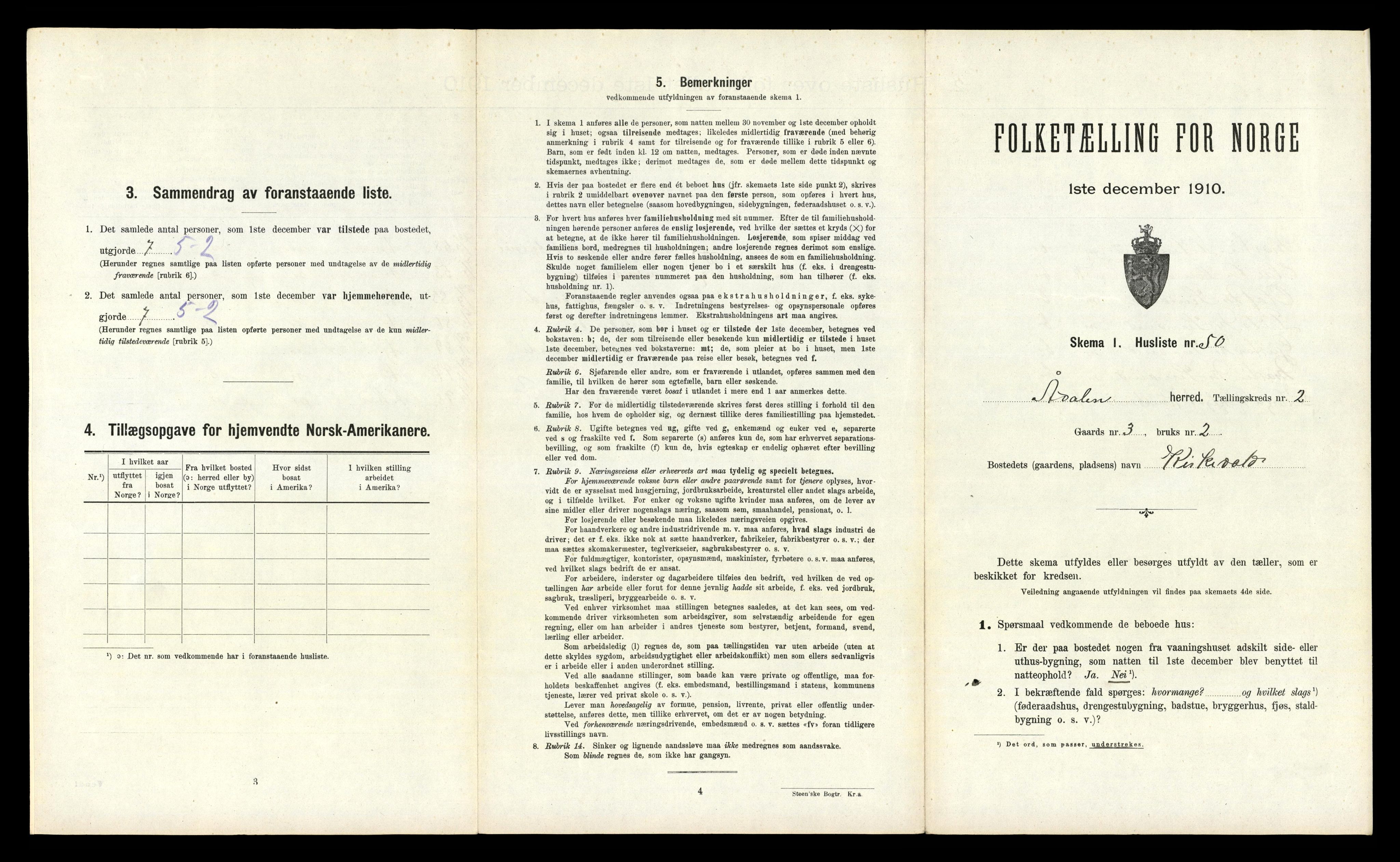 RA, 1910 census for Ådal, 1910, p. 273