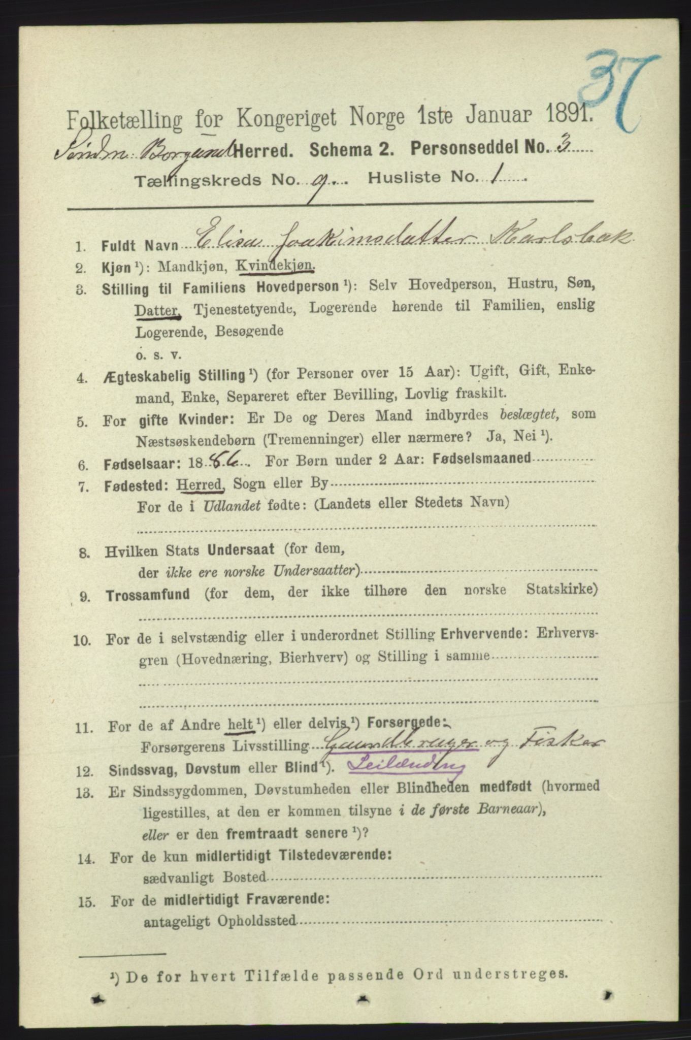 RA, 1891 census for 1531 Borgund, 1891, p. 2274