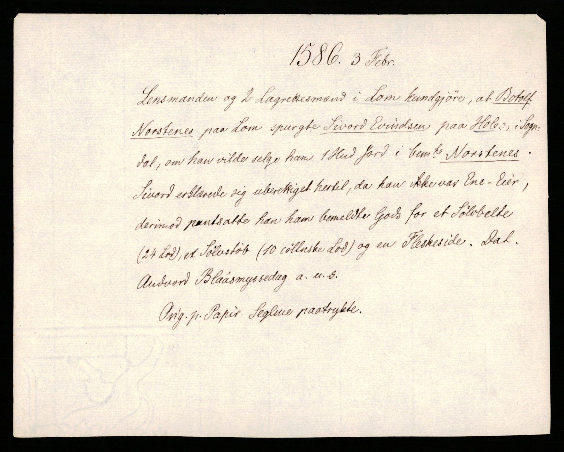 Riksarkivets diplomsamling, AV/RA-EA-5965/F35/F35b/L0003: Riksarkivets diplomer, seddelregister, 1583-1592, p. 115