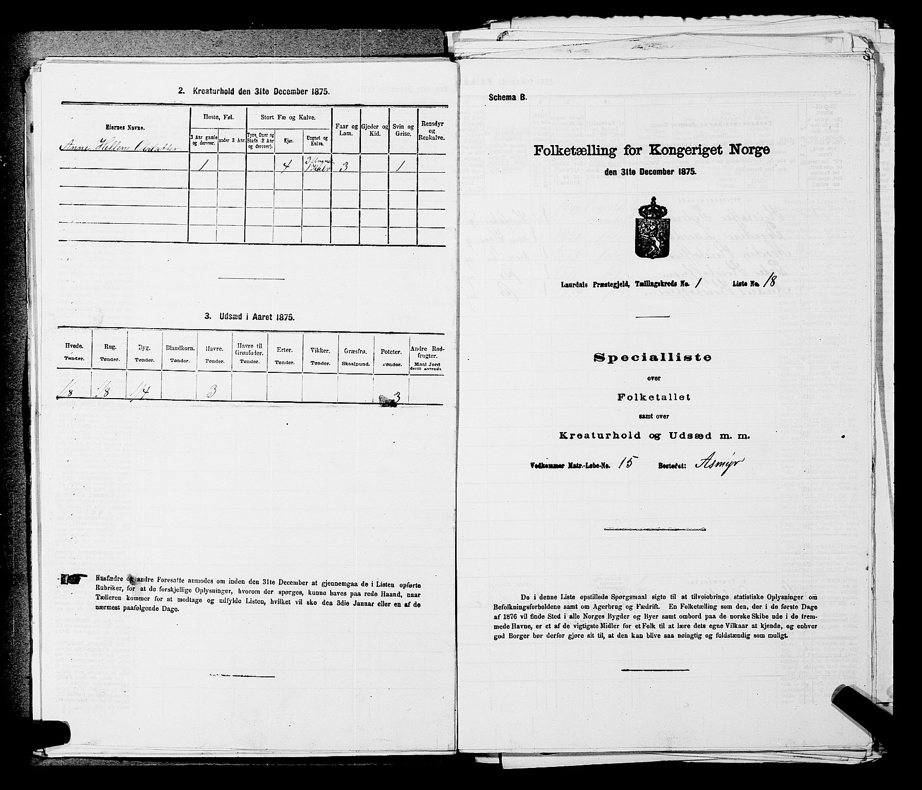 SAKO, 1875 census for 0728P Lardal, 1875, p. 76