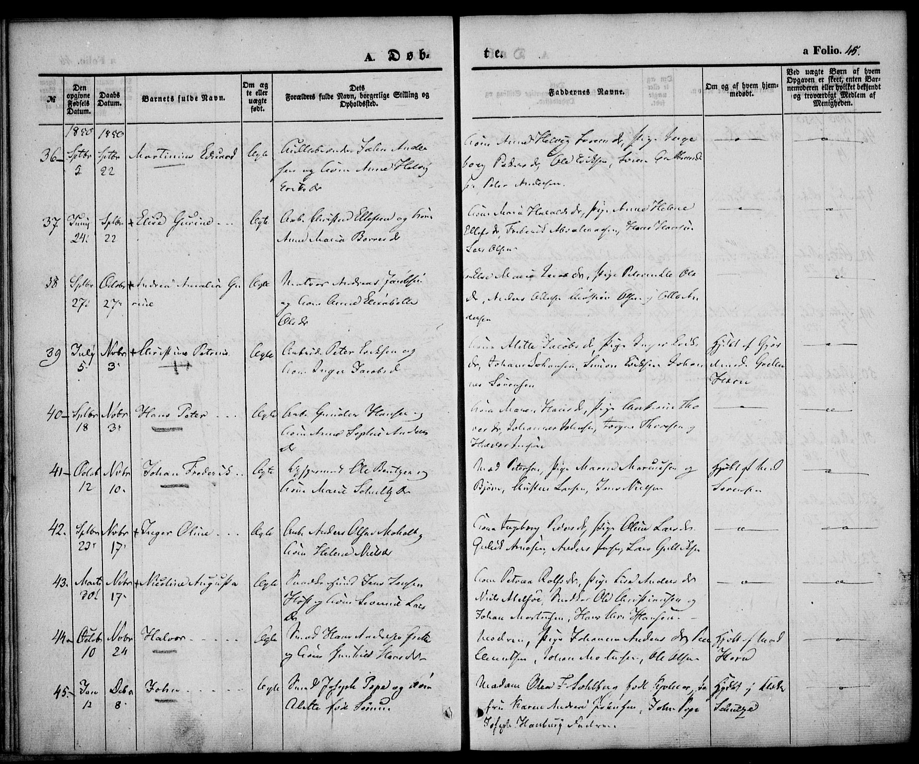 Larvik kirkebøker, AV/SAKO-A-352/F/Fb/L0003: Parish register (official) no. II 3, 1842-1856, p. 45