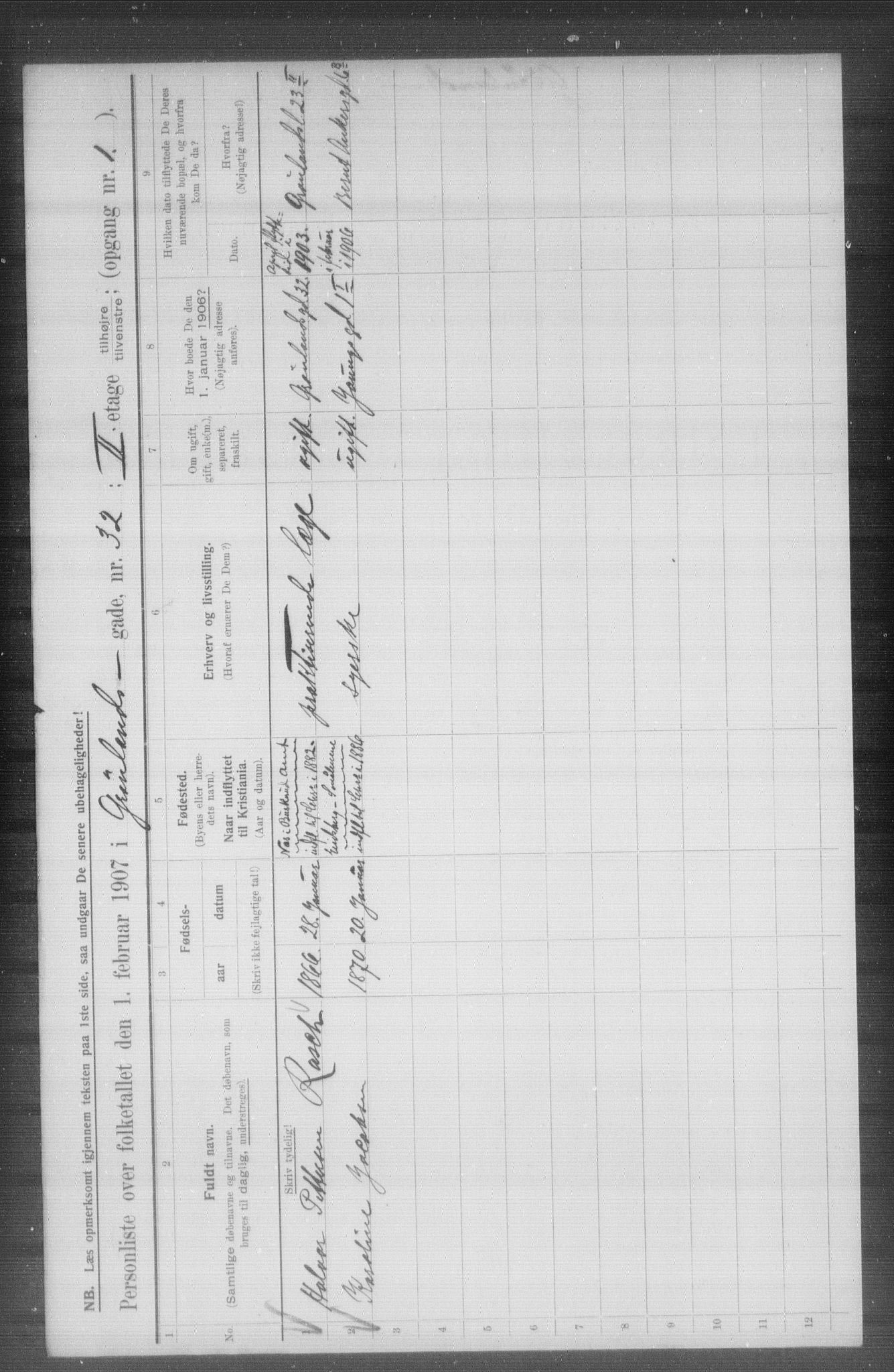 OBA, Municipal Census 1907 for Kristiania, 1907, p. 16044