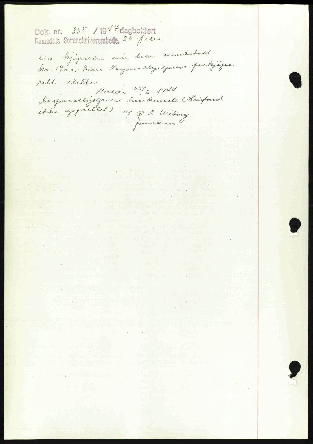 Romsdal sorenskriveri, AV/SAT-A-4149/1/2/2C: Mortgage book no. A12, 1942-1942, Diary no: : 335/1944