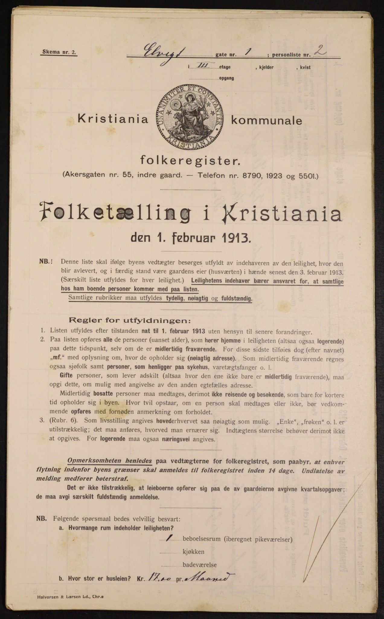 OBA, Municipal Census 1913 for Kristiania, 1913, p. 20981