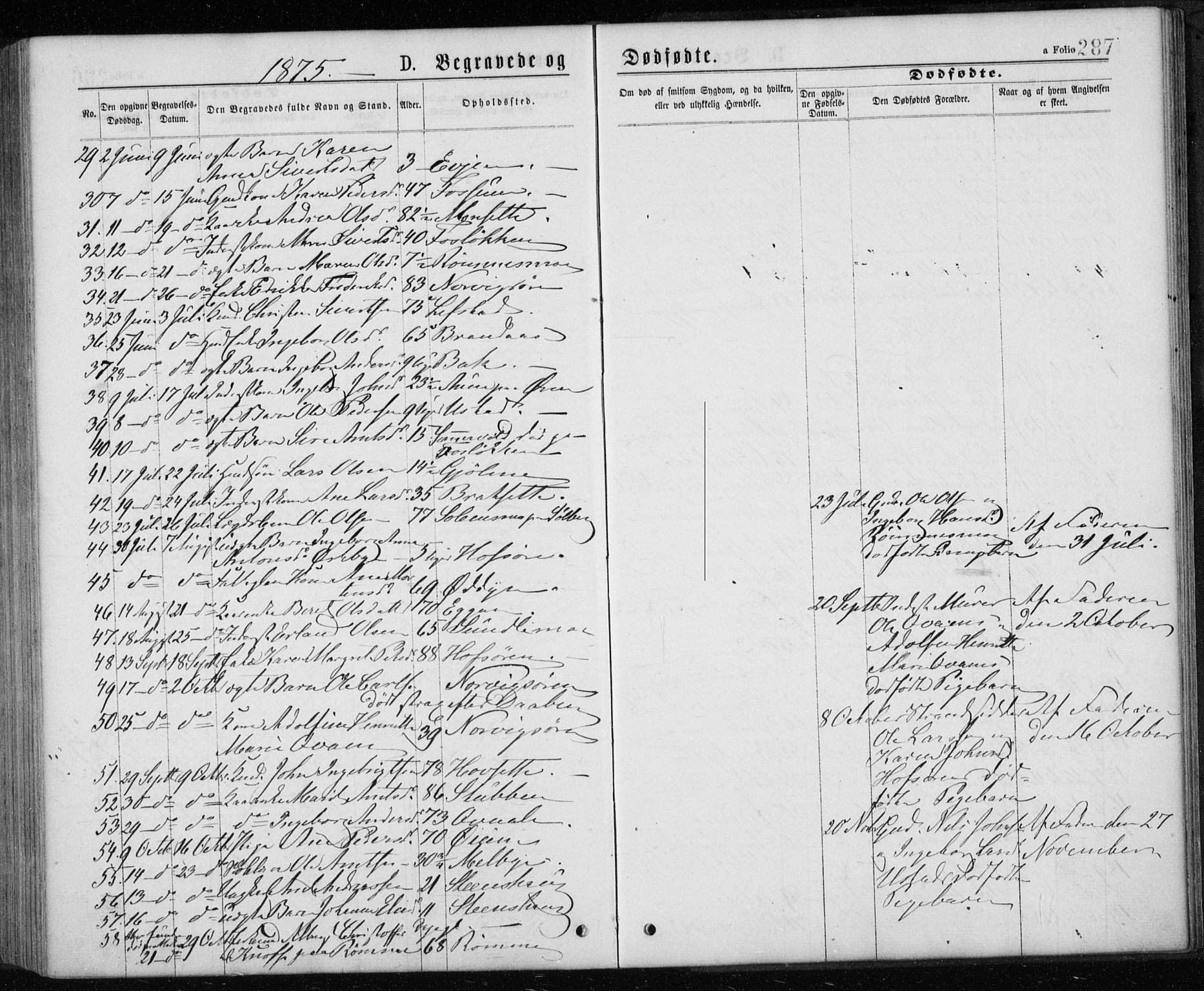 Ministerialprotokoller, klokkerbøker og fødselsregistre - Sør-Trøndelag, SAT/A-1456/668/L0817: Parish register (copy) no. 668C06, 1873-1884, p. 287