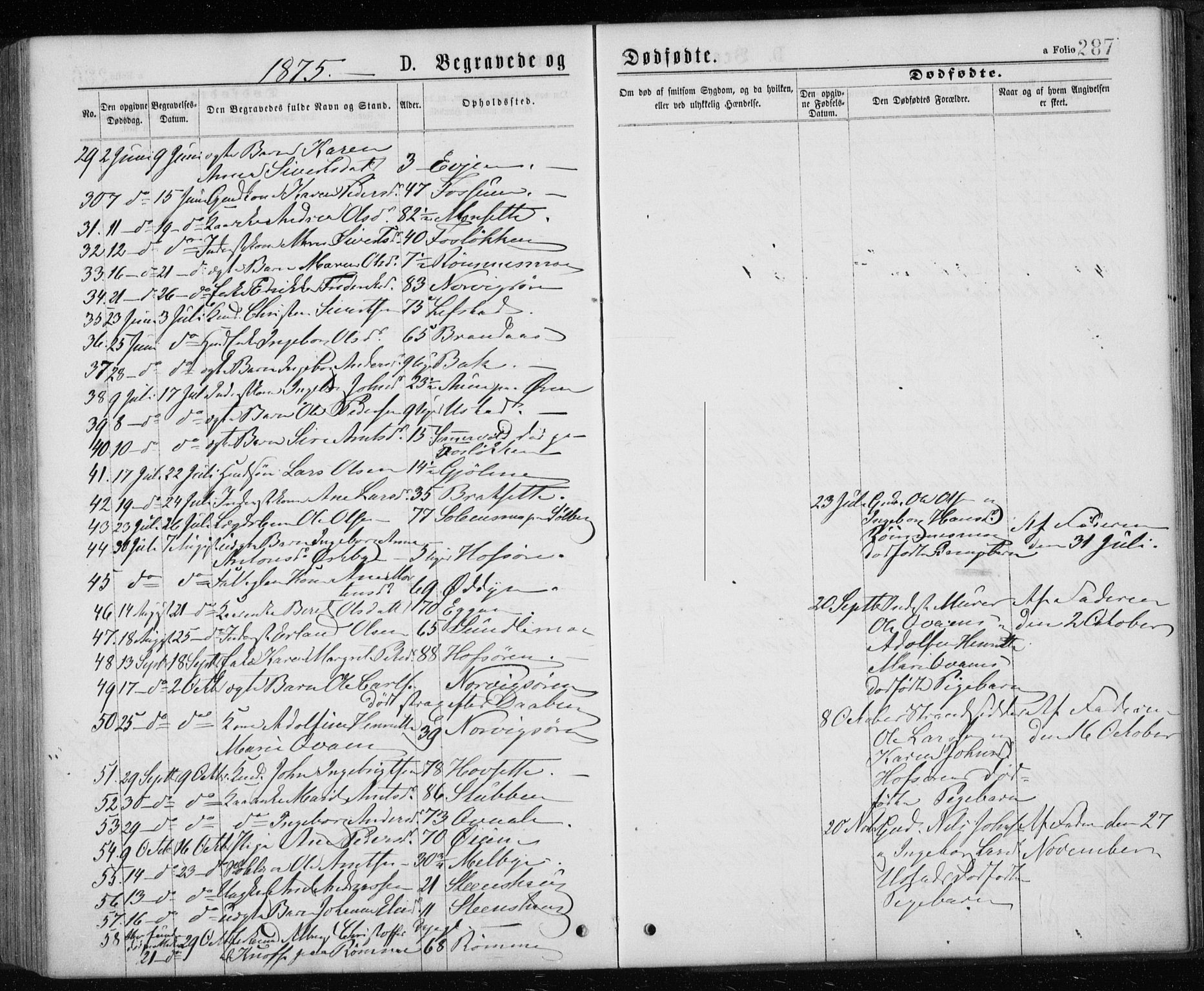 Ministerialprotokoller, klokkerbøker og fødselsregistre - Sør-Trøndelag, AV/SAT-A-1456/668/L0817: Parish register (copy) no. 668C06, 1873-1884, p. 287