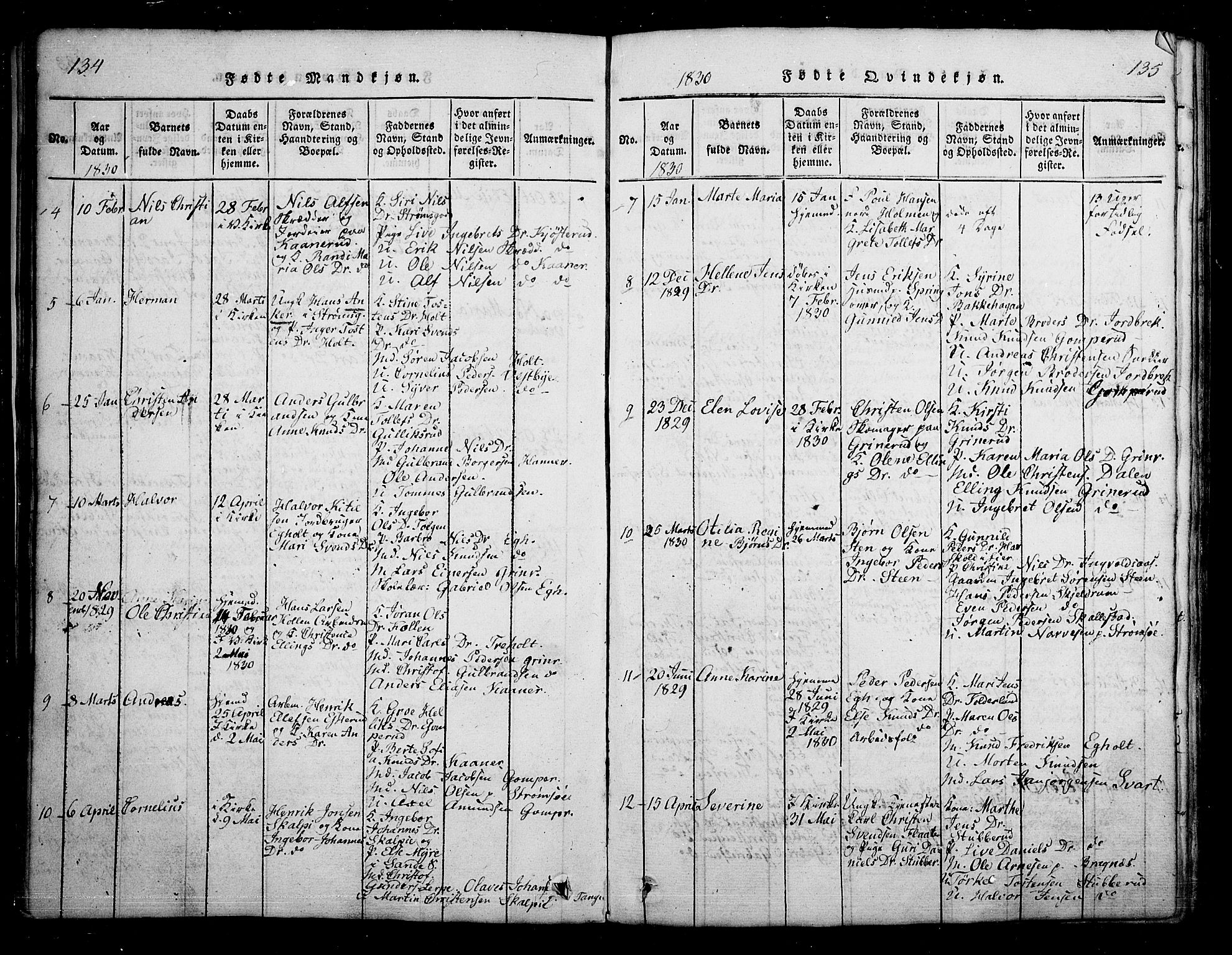 Skoger kirkebøker, SAKO/A-59/G/Ga/L0001: Parish register (copy) no. I 1, 1814-1845, p. 134-135