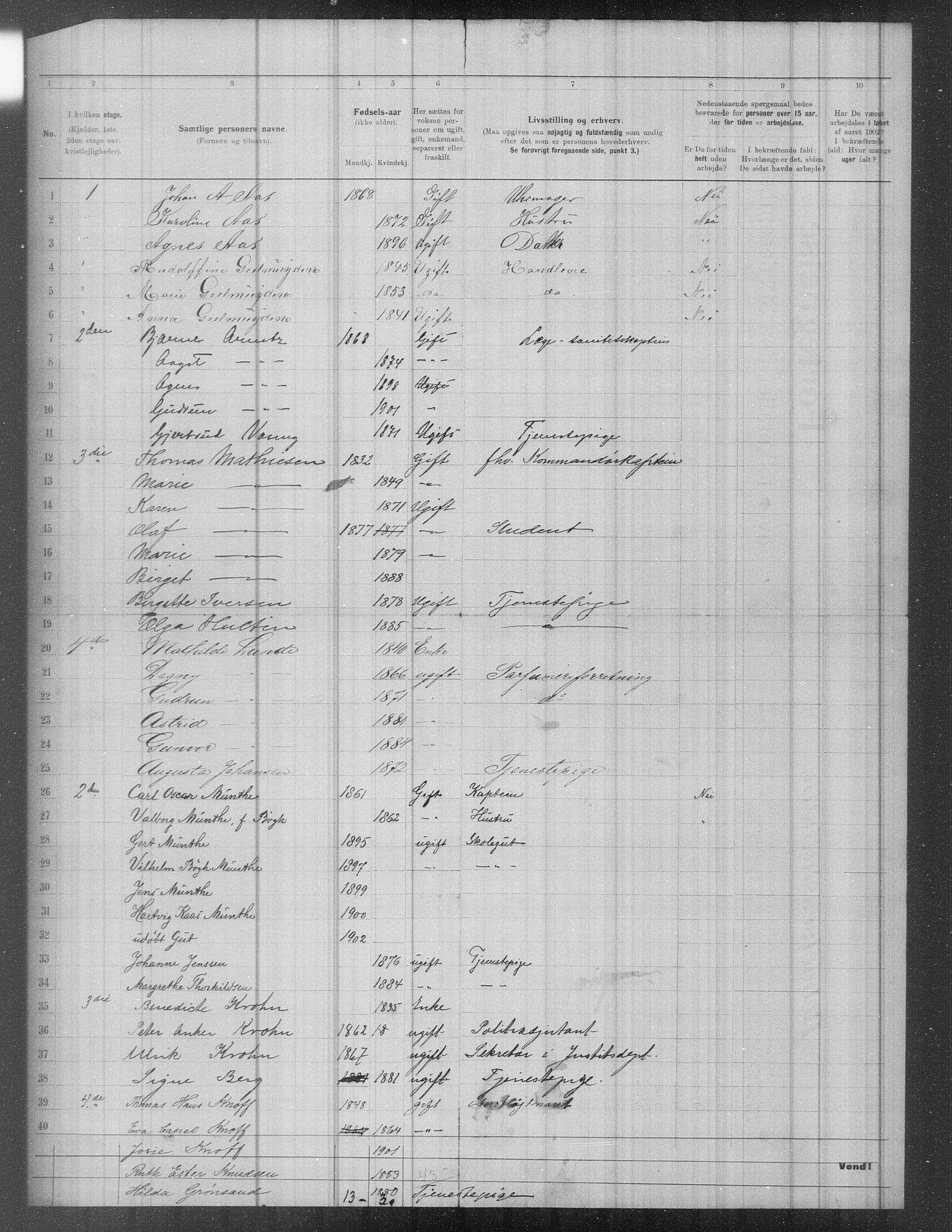 OBA, Municipal Census 1902 for Kristiania, 1902, p. 1333