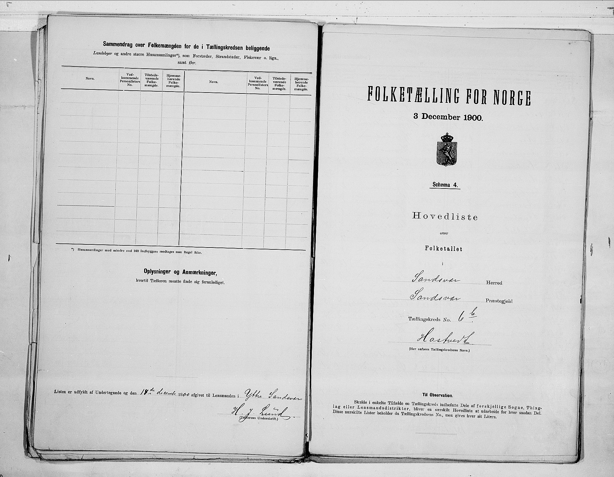 RA, 1900 census for Sandsvær, 1900, p. 16