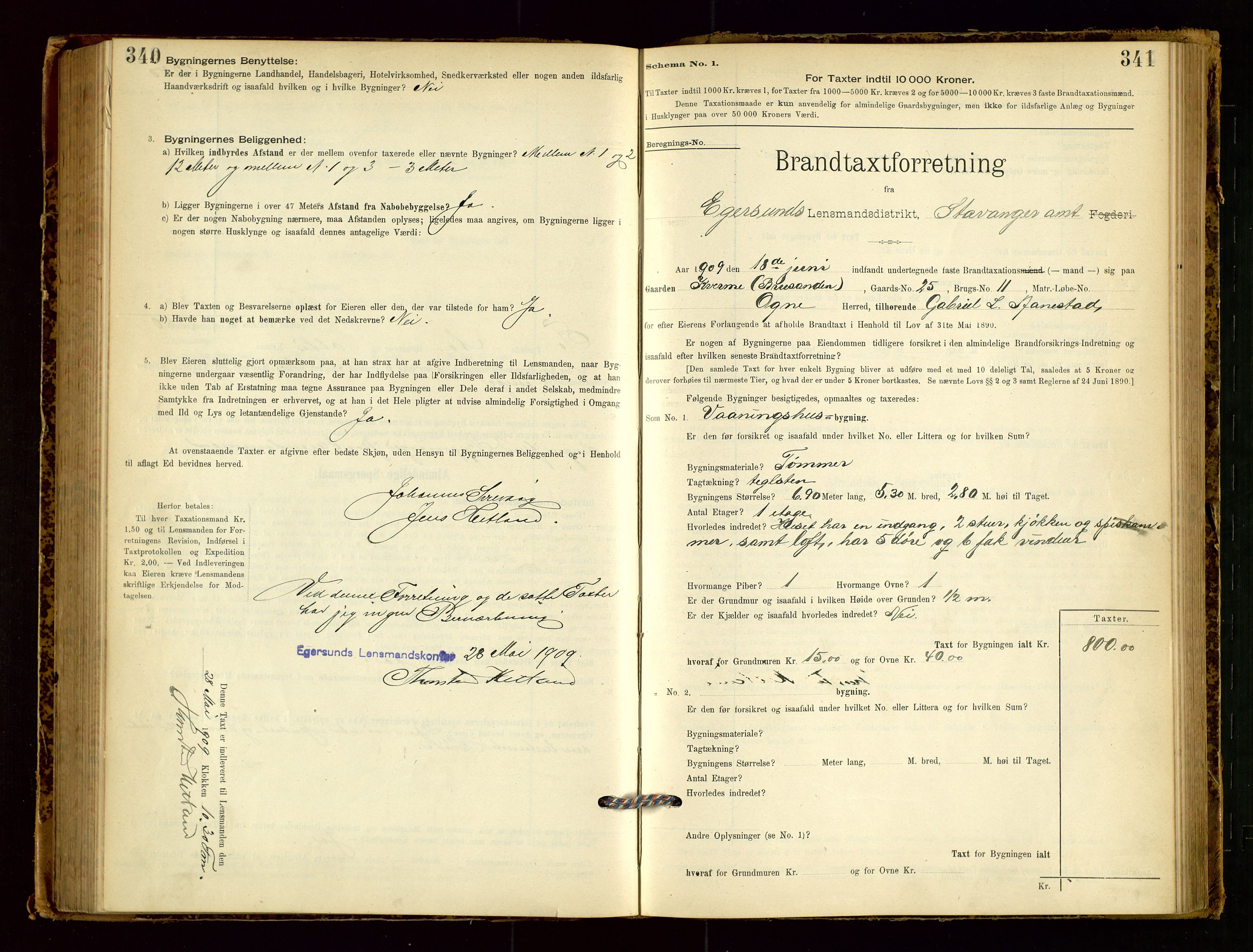 Eigersund lensmannskontor, AV/SAST-A-100171/Gob/L0001: Skjemaprotokoll, 1894-1909, p. 340-341