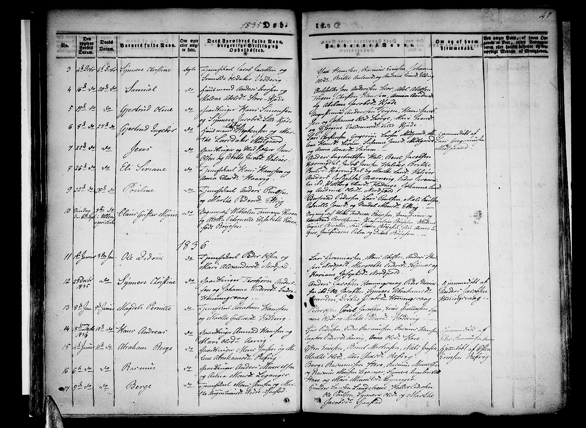 Selje sokneprestembete, SAB/A-99938/H/Ha/Haa/Haaa: Parish register (official) no. A 9, 1829-1844, p. 47