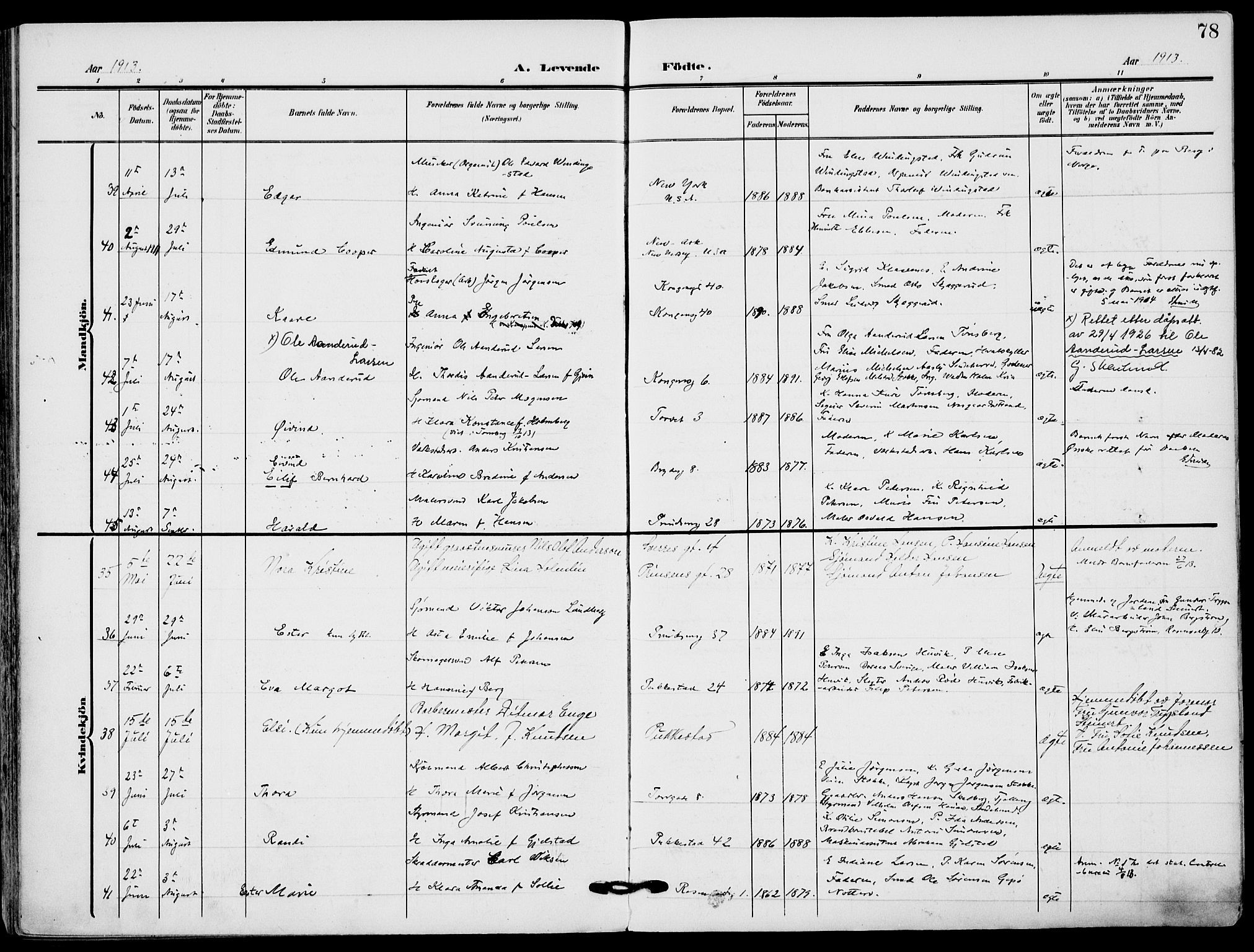 Sandefjord kirkebøker, AV/SAKO-A-315/F/Fa/L0005: Parish register (official) no. 5, 1906-1915, p. 78