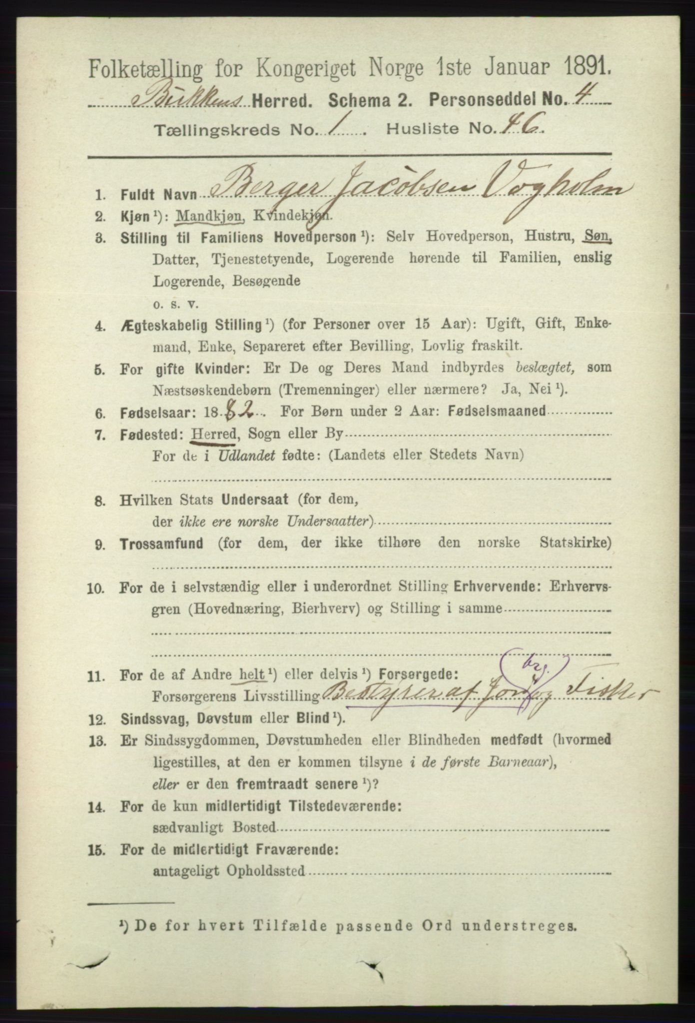 RA, 1891 census for 1145 Bokn, 1891, p. 290