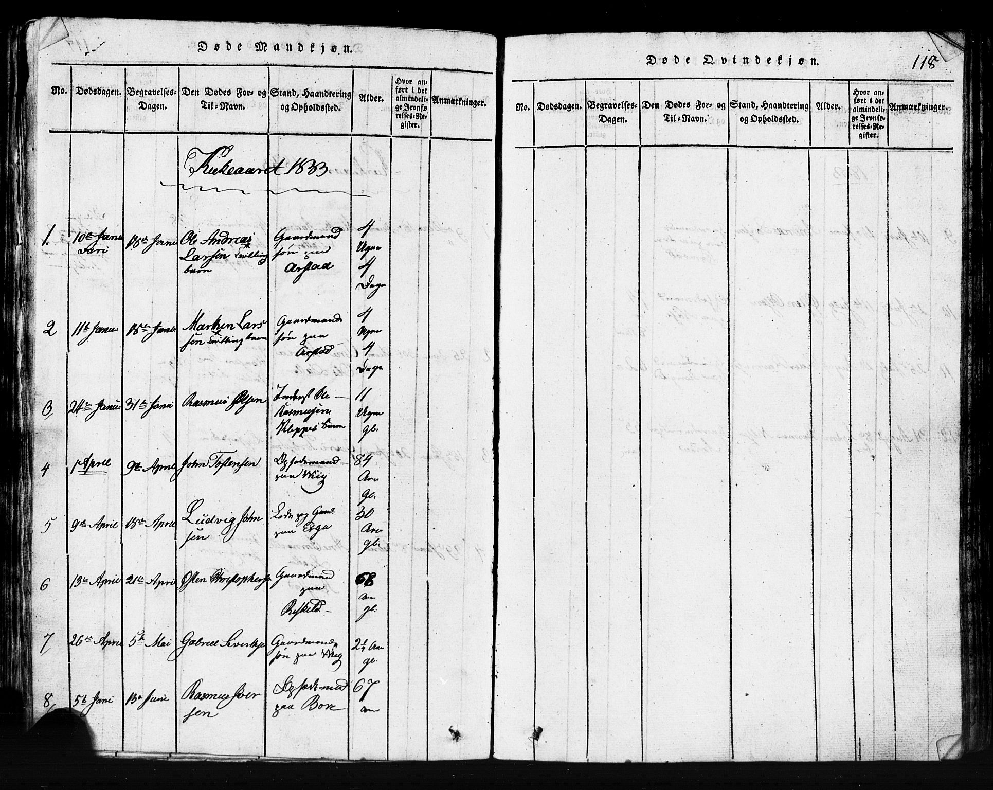 Klepp sokneprestkontor, AV/SAST-A-101803/001/3/30BB/L0001: Parish register (copy) no.  B 1, 1816-1859, p. 118
