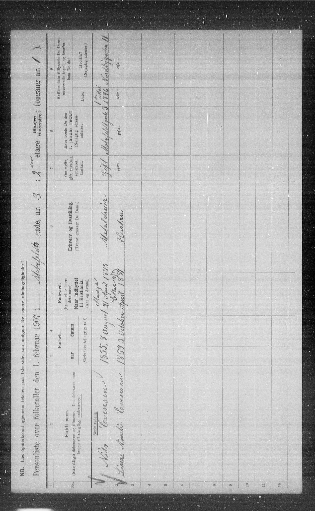 OBA, Municipal Census 1907 for Kristiania, 1907, p. 33653