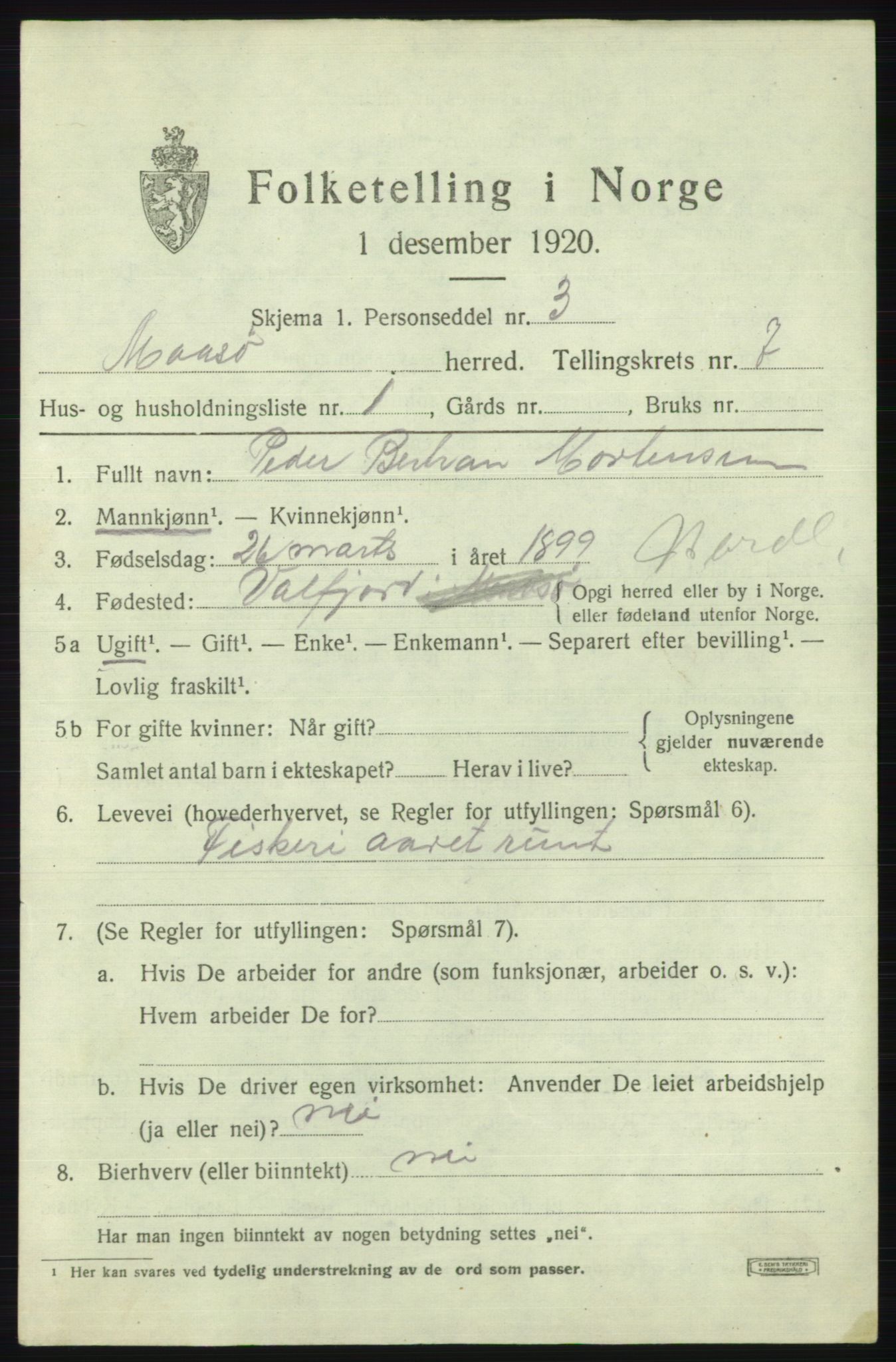 SATØ, 1920 census for Måsøy, 1920, p. 3336