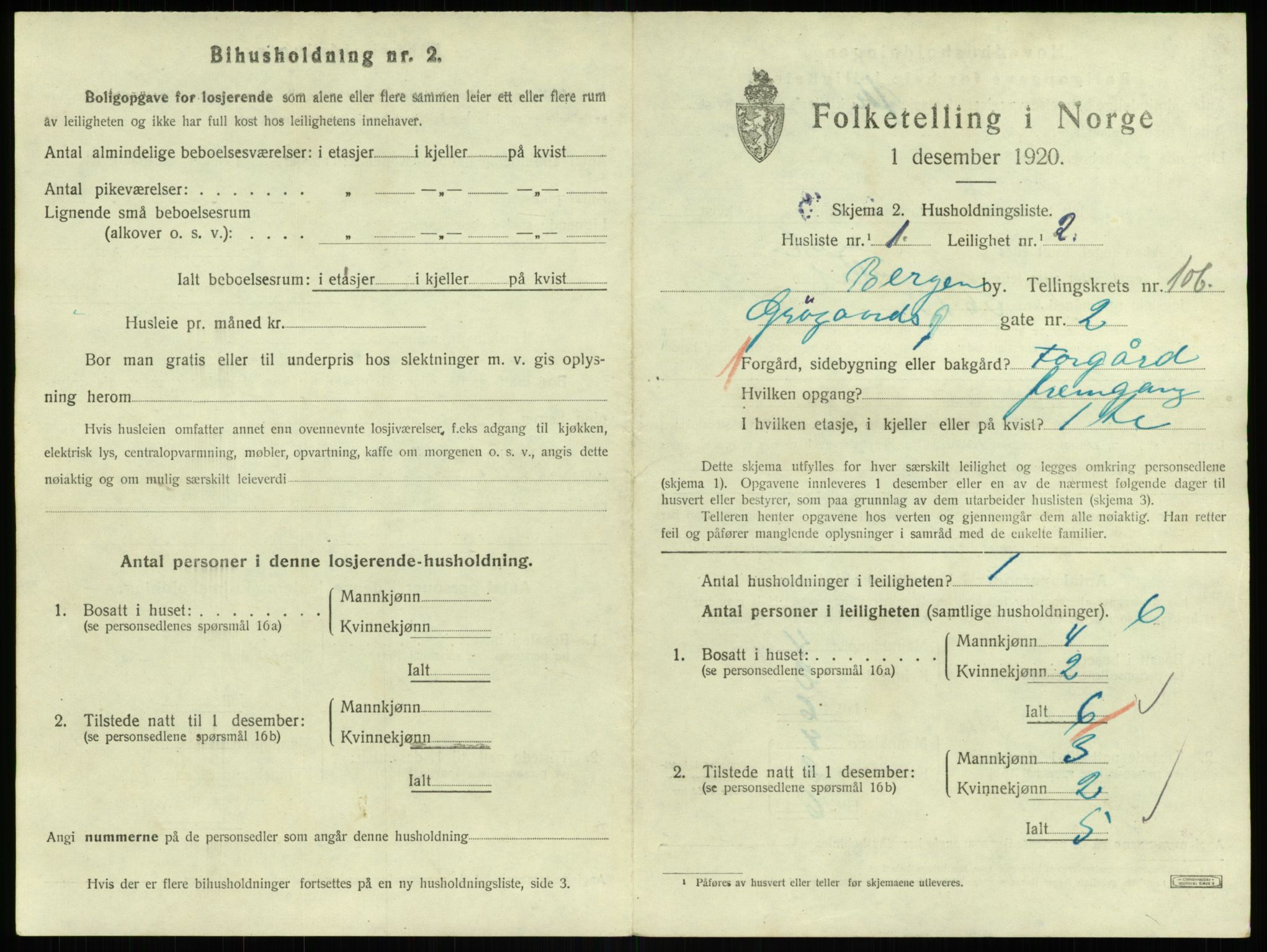 SAB, 1920 census for Bergen, 1920, p. 44497