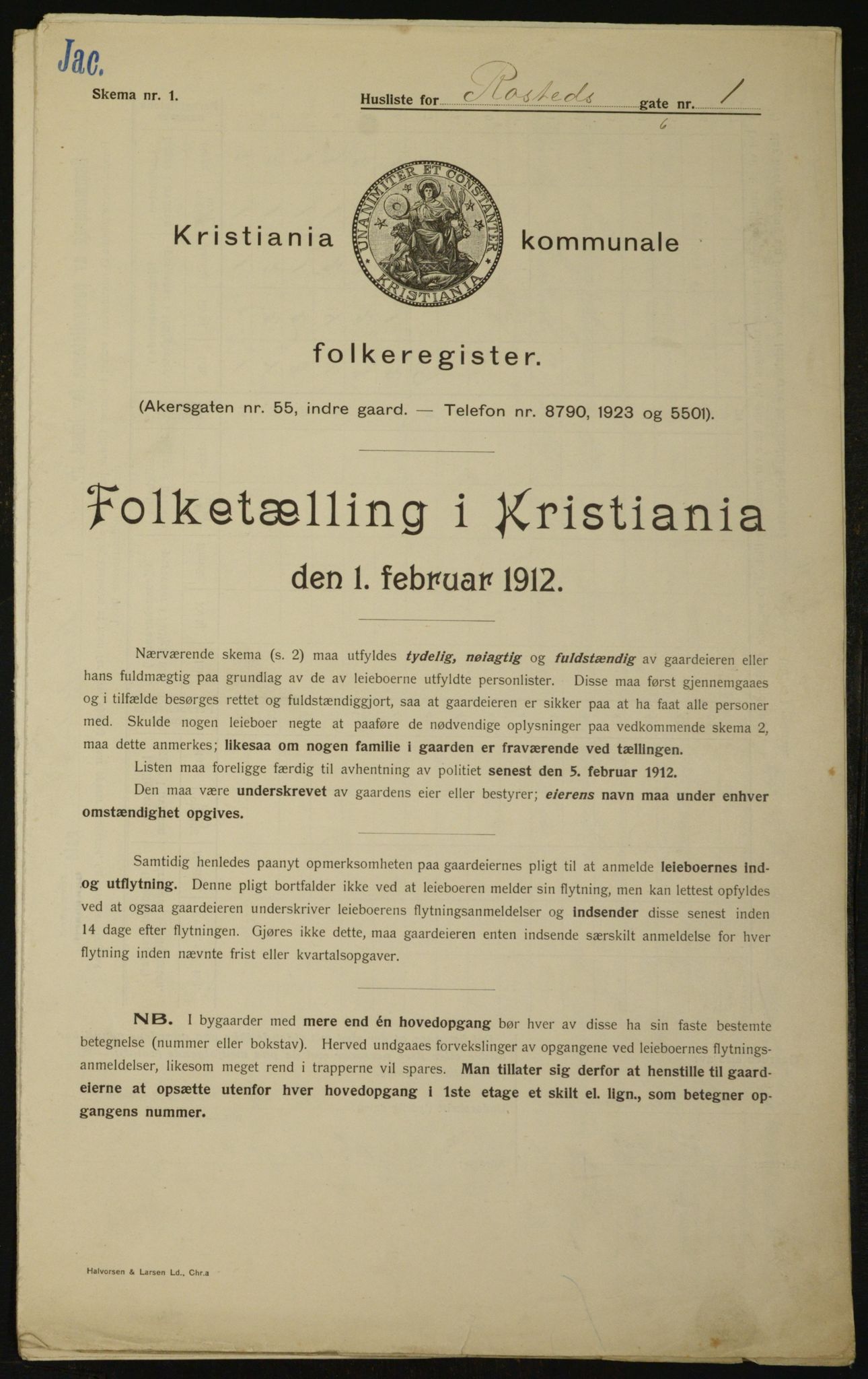 OBA, Municipal Census 1912 for Kristiania, 1912, p. 84251
