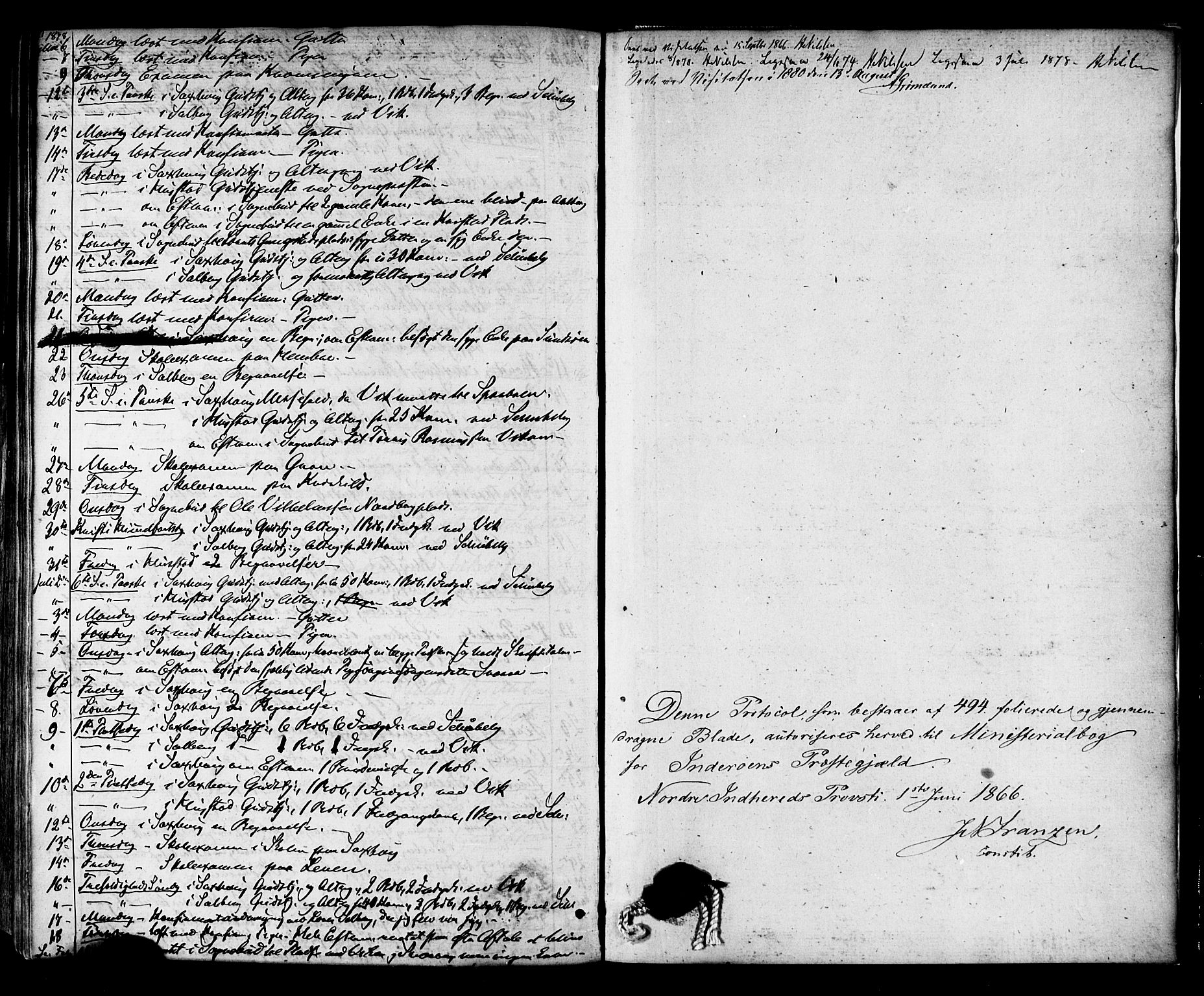 Ministerialprotokoller, klokkerbøker og fødselsregistre - Nord-Trøndelag, SAT/A-1458/730/L0284: Parish register (official) no. 730A09, 1866-1878