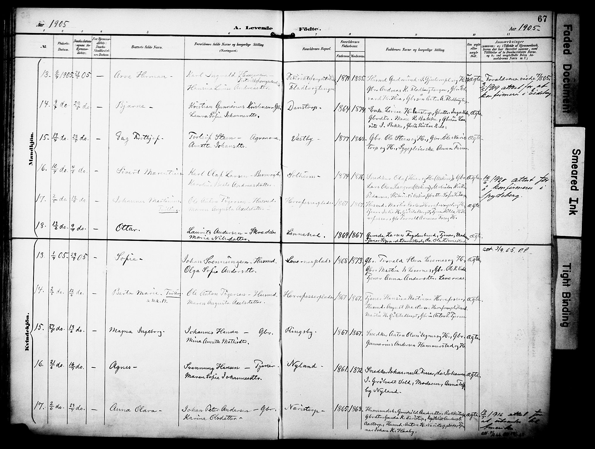 Rakkestad prestekontor Kirkebøker, AV/SAO-A-2008/F/Fa/L0013: Parish register (official) no. I 13, 1894-1908, p. 67