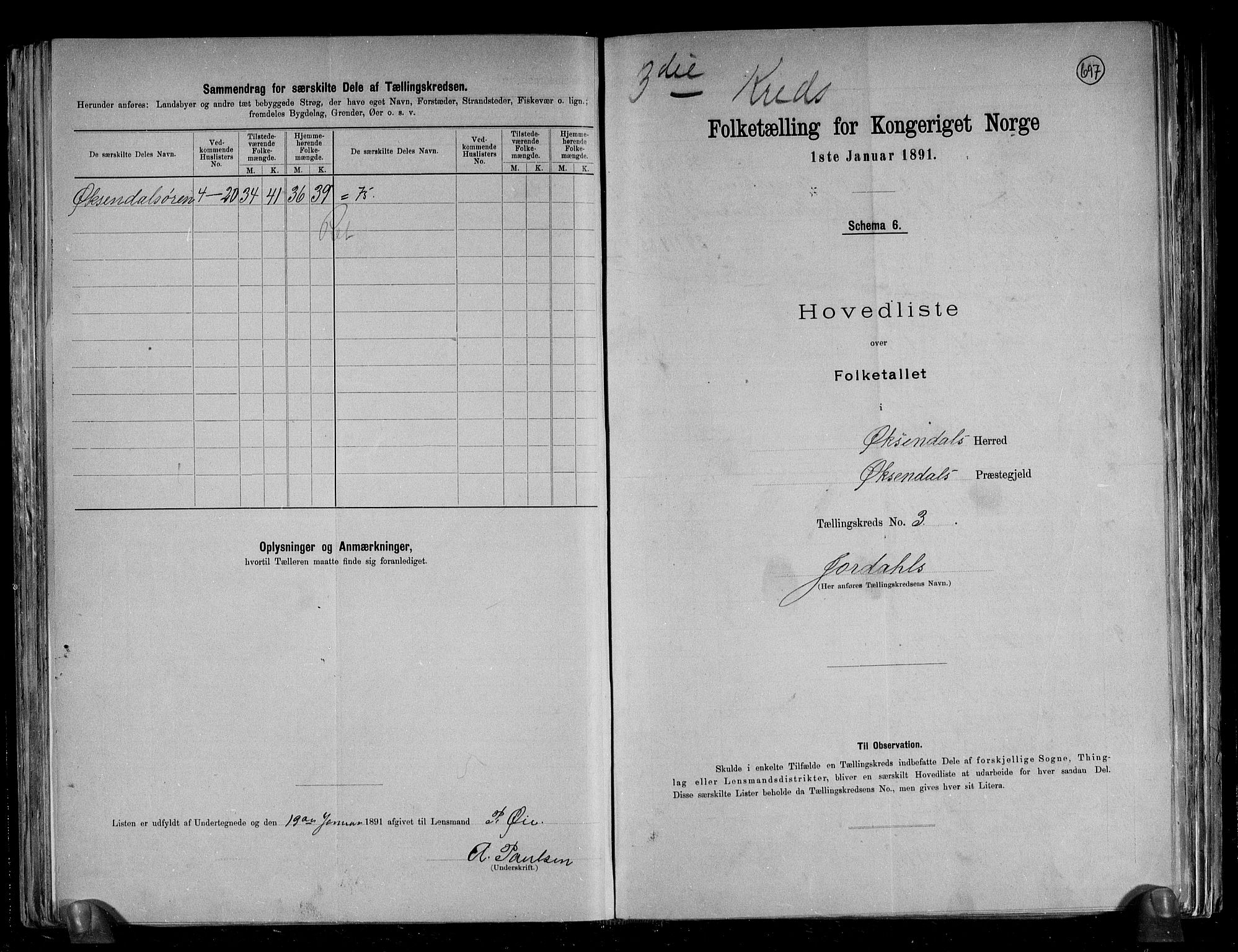 RA, 1891 census for 1561 Øksendal, 1891, p. 8