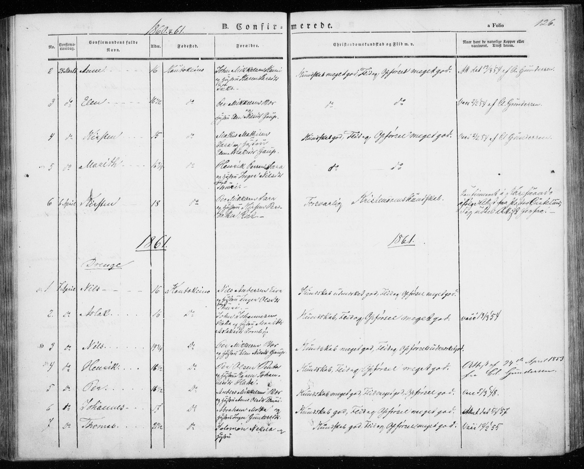 Kautokeino sokneprestembete, SATØ/S-1340/H/Ha/L0002.kirke: Parish register (official) no. 2, 1843-1861, p. 126