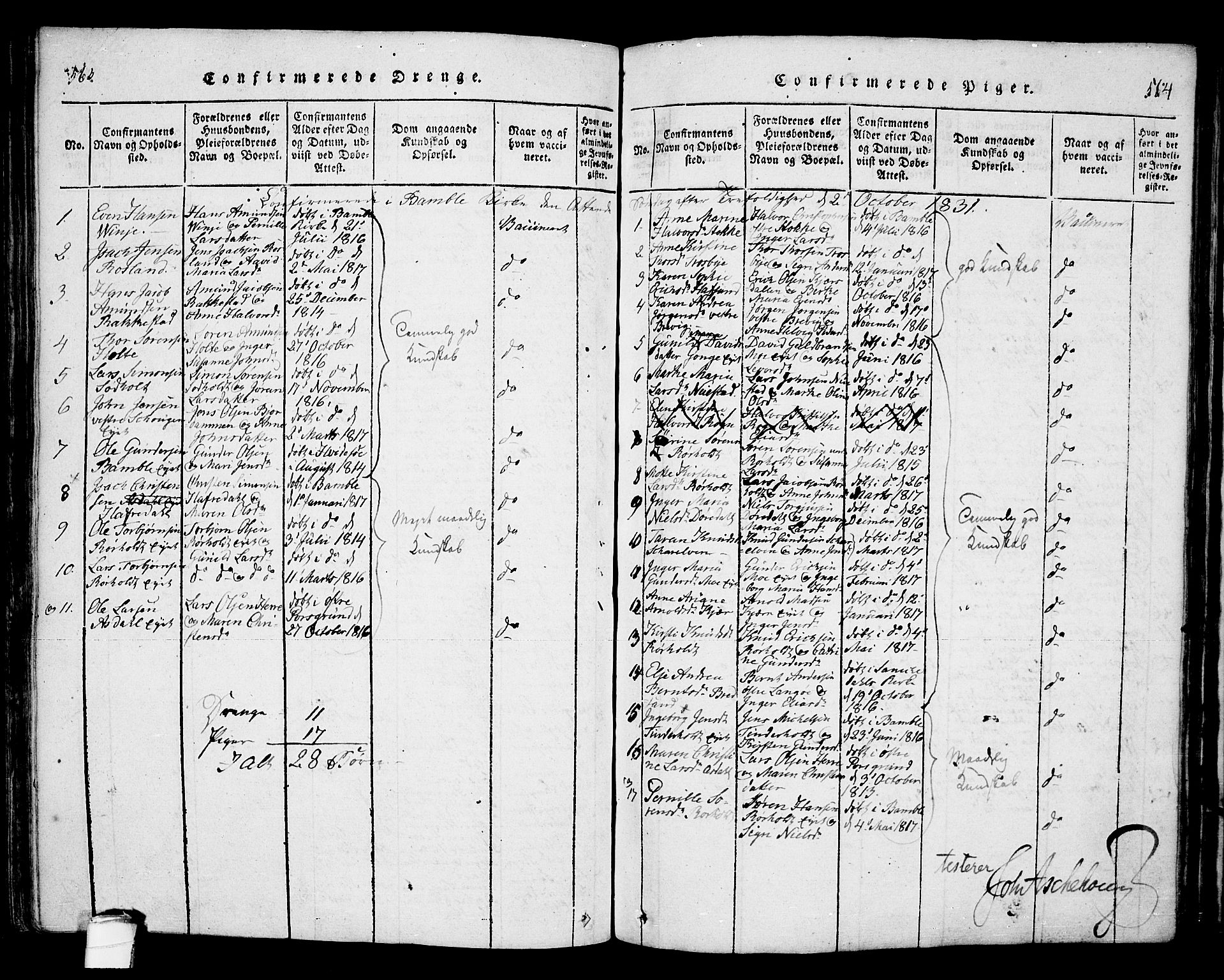 Bamble kirkebøker, SAKO/A-253/F/Fa/L0003: Parish register (official) no. I 3 /1, 1814-1834, p. 563-564